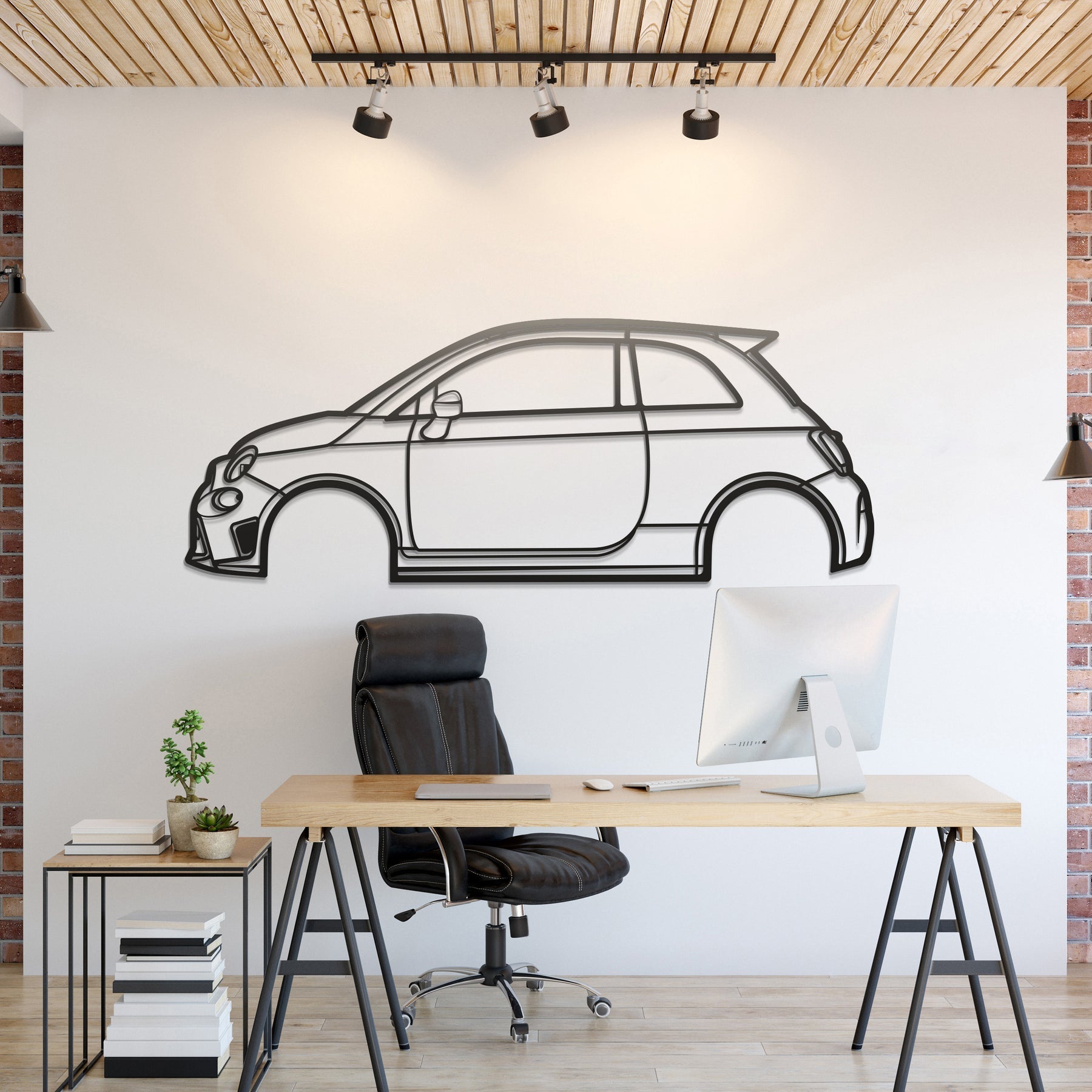 2019 595 Abarth Metal Silhouette, Wall Decor, Metal Wall art