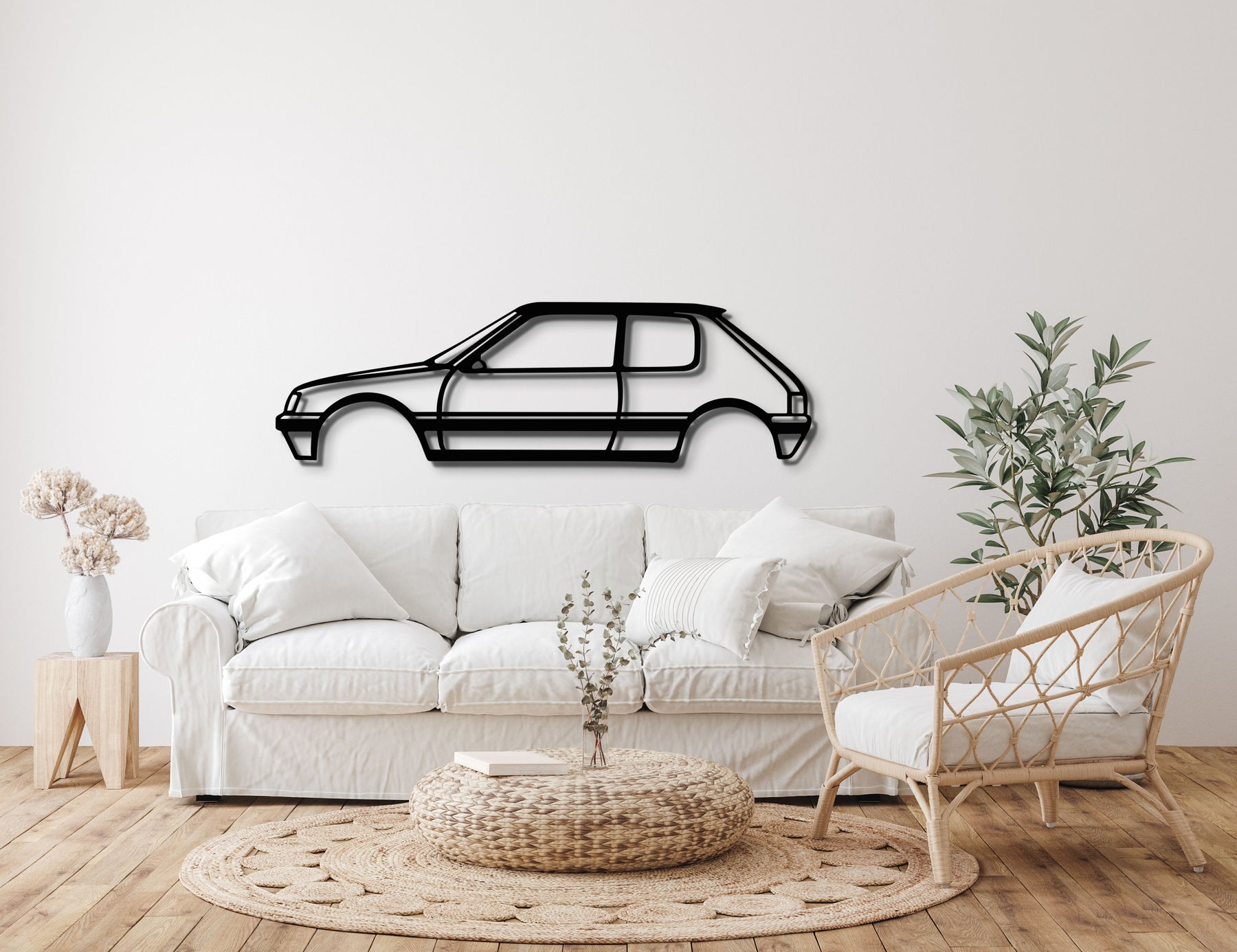 Peugeot 205 Metal Silhouette, Wall Decor, Metal Wall art