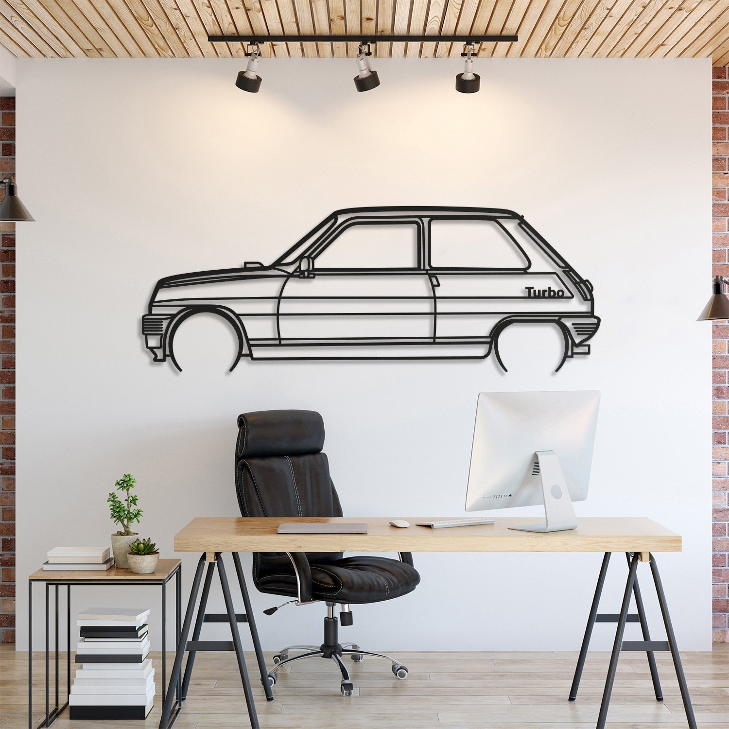 5 Alpine Turbo 1983 Detailed Metal Silhouette, Metal Wall art