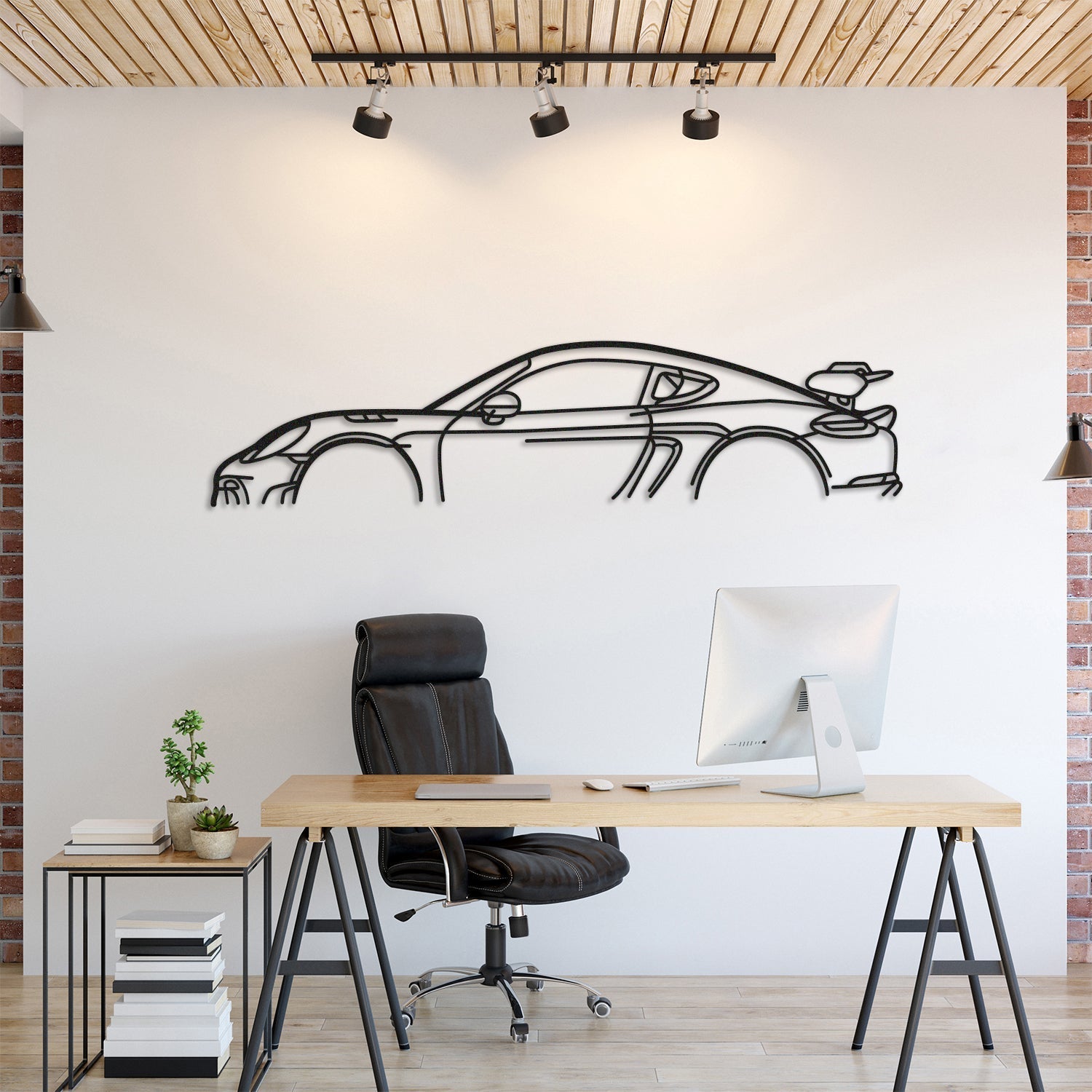 718 GT4 RS Classic Metal Silhouette, Wall Decor, Metal Wall art