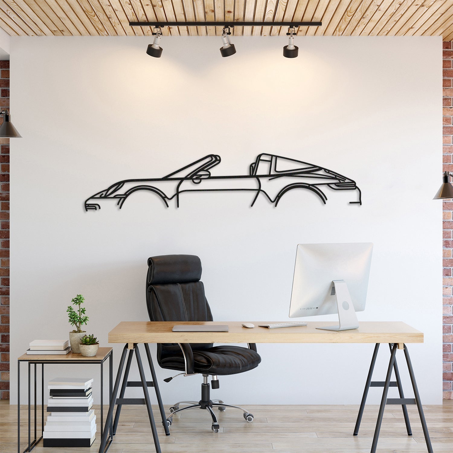 911 Targa Model 992 Classic Metal Silhouette, Metal Wall art