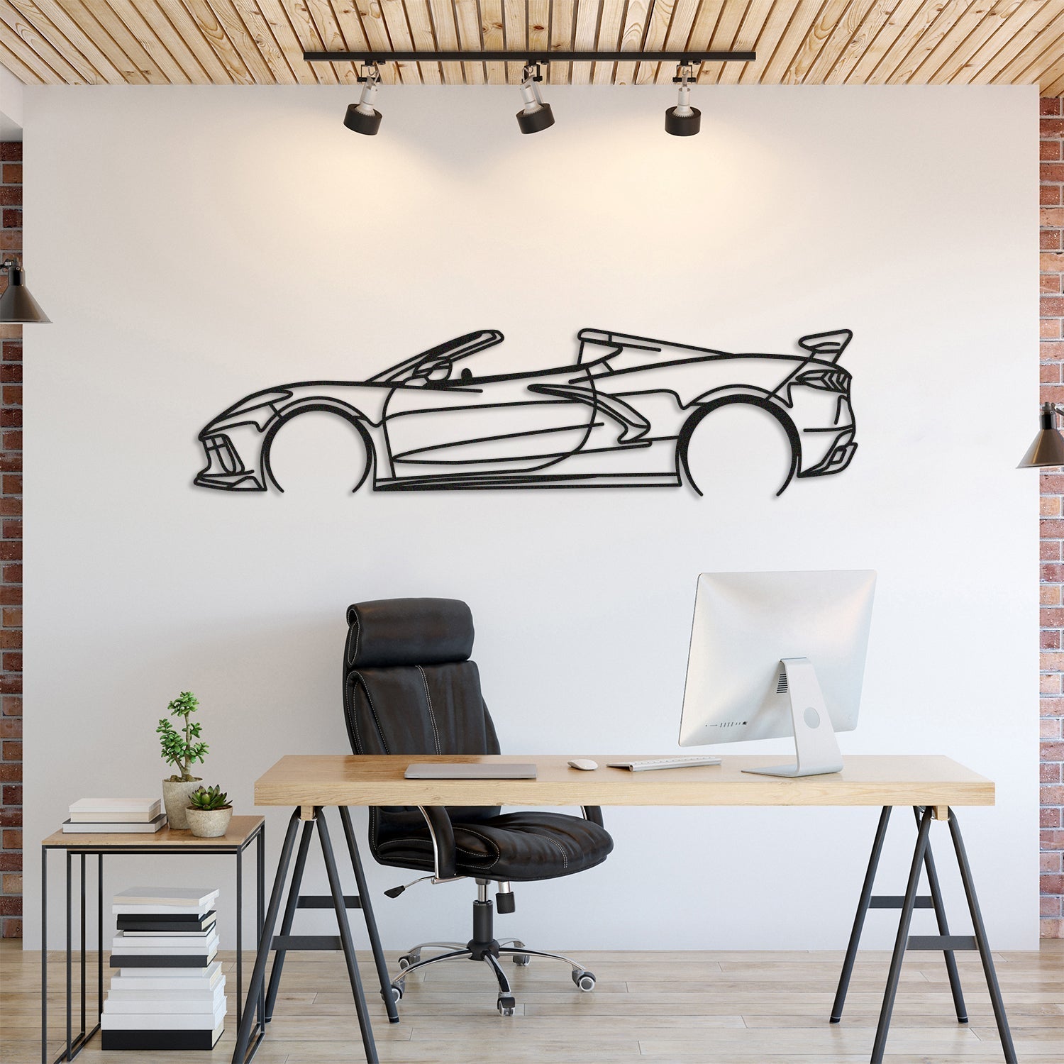 Corvette C8 Detailed Metal Silhouette, Wall Decor, Metal Wall art