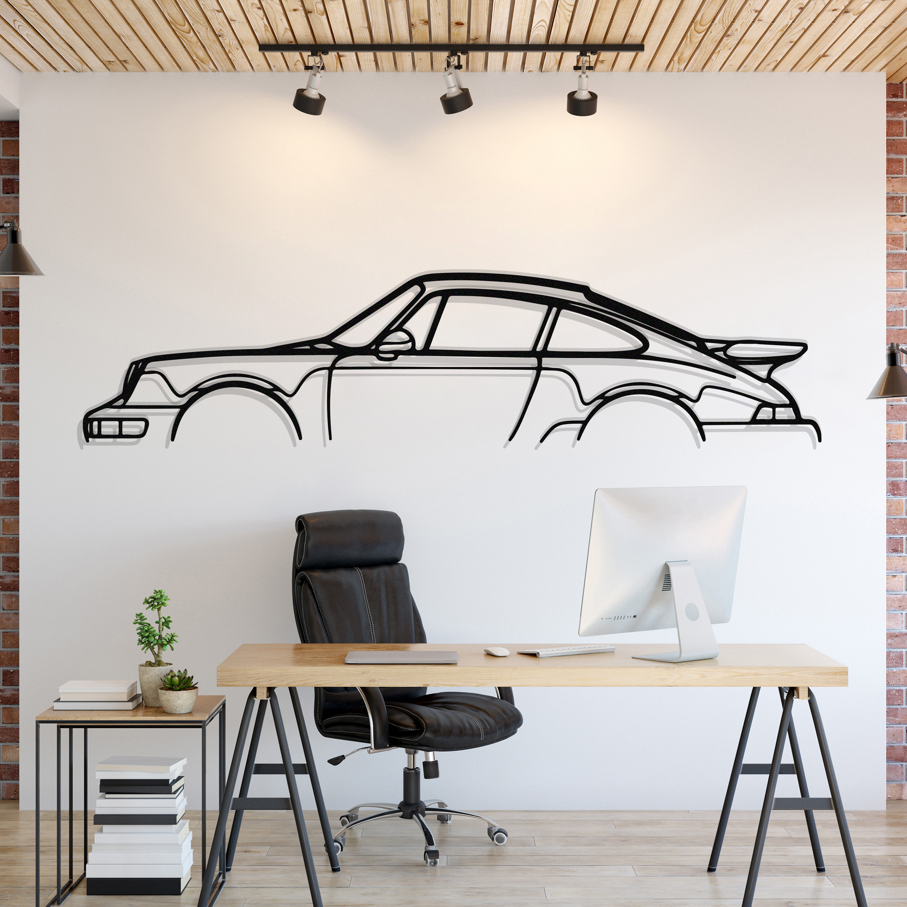 911 Turbo Model 964 Metal Silhouette, Wall Decor, Metal Wall art