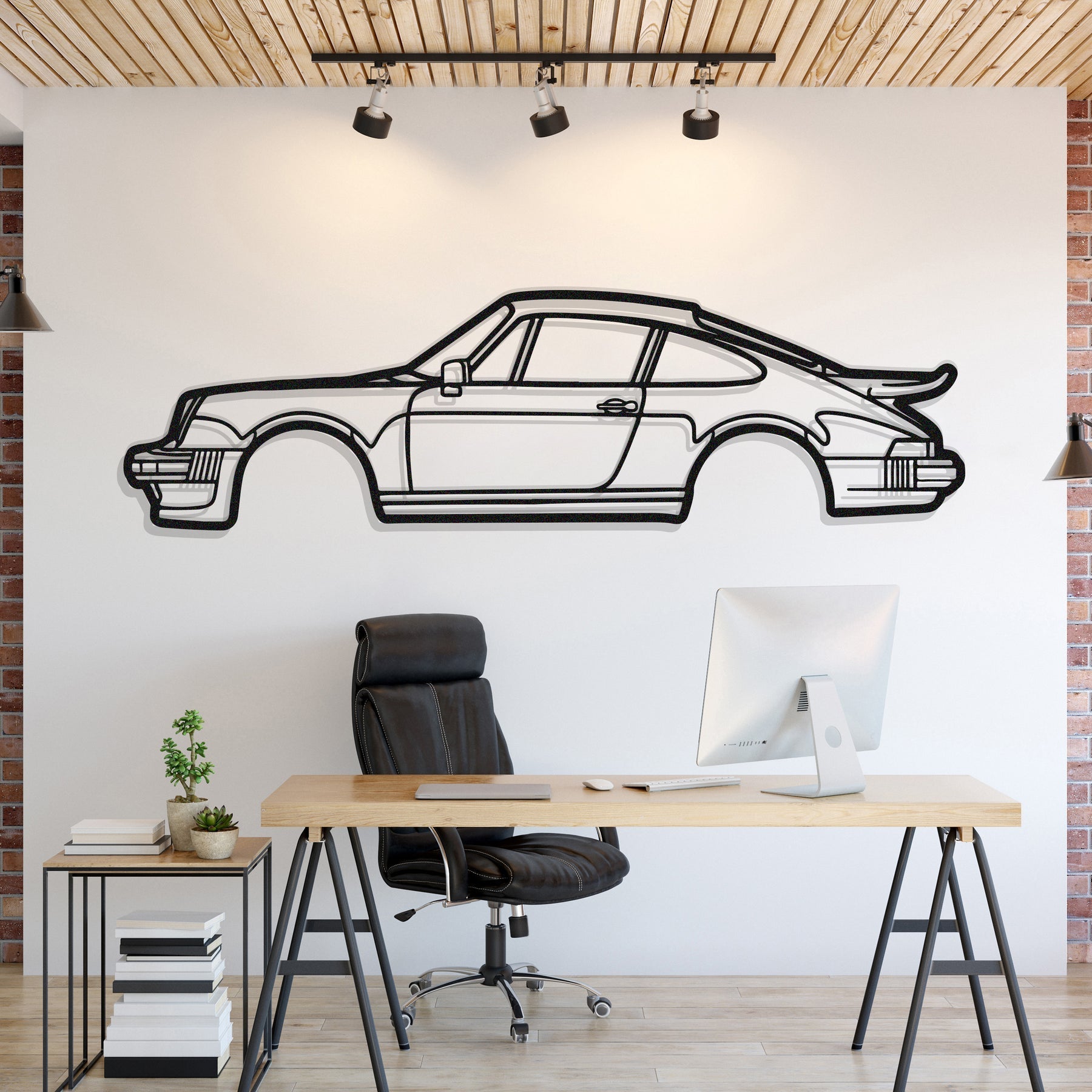 911 Turbo Model 930 Detailed Metal Silhouette, Metal Wall art