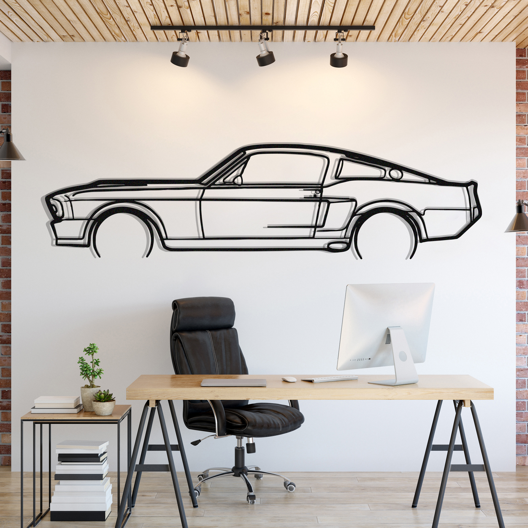 1967 Mustang Detailed Metal Silhouette, Wall Decor, Metal Wall art