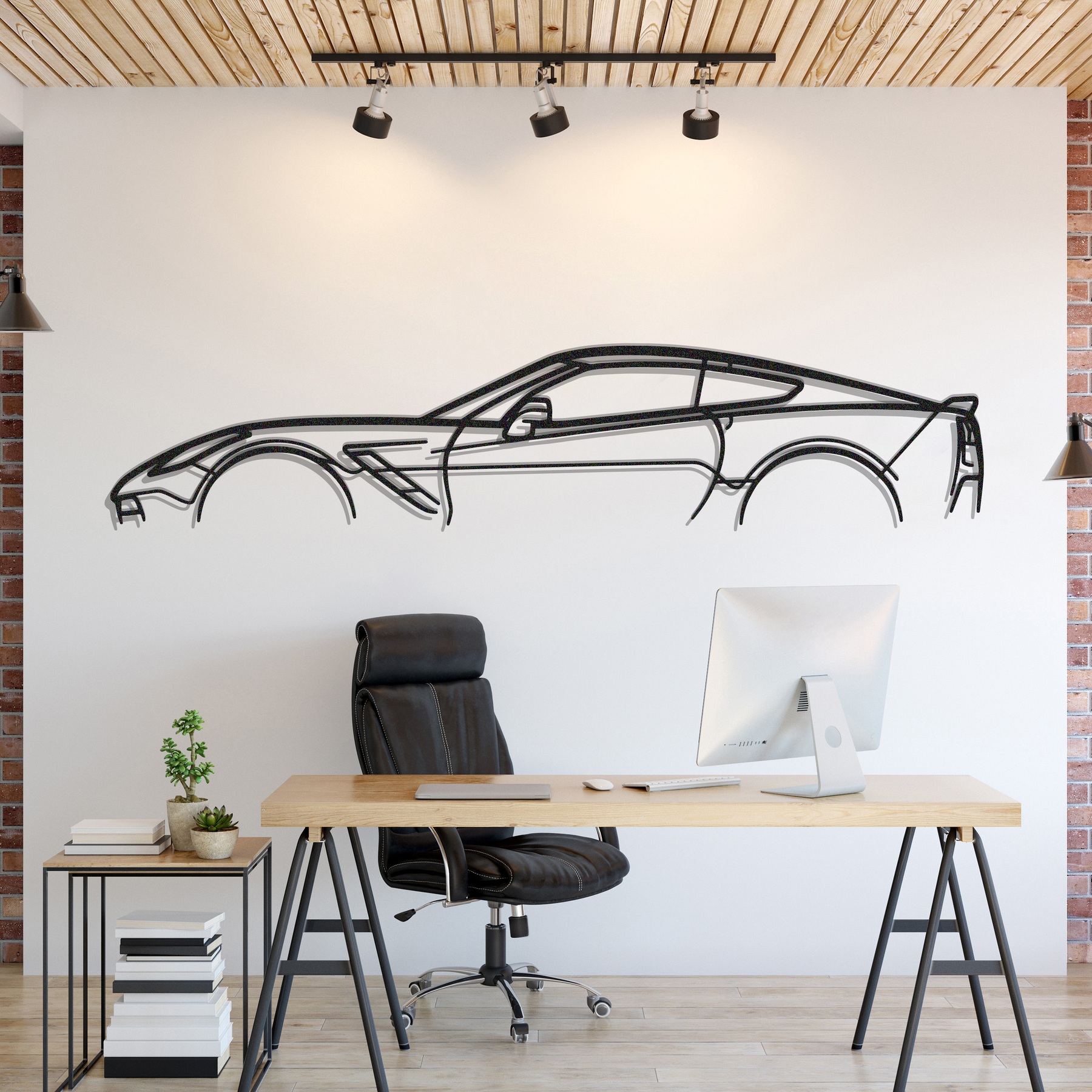 Corvette C7 Metal Silhouette, Wall Decor, Metal Wall art