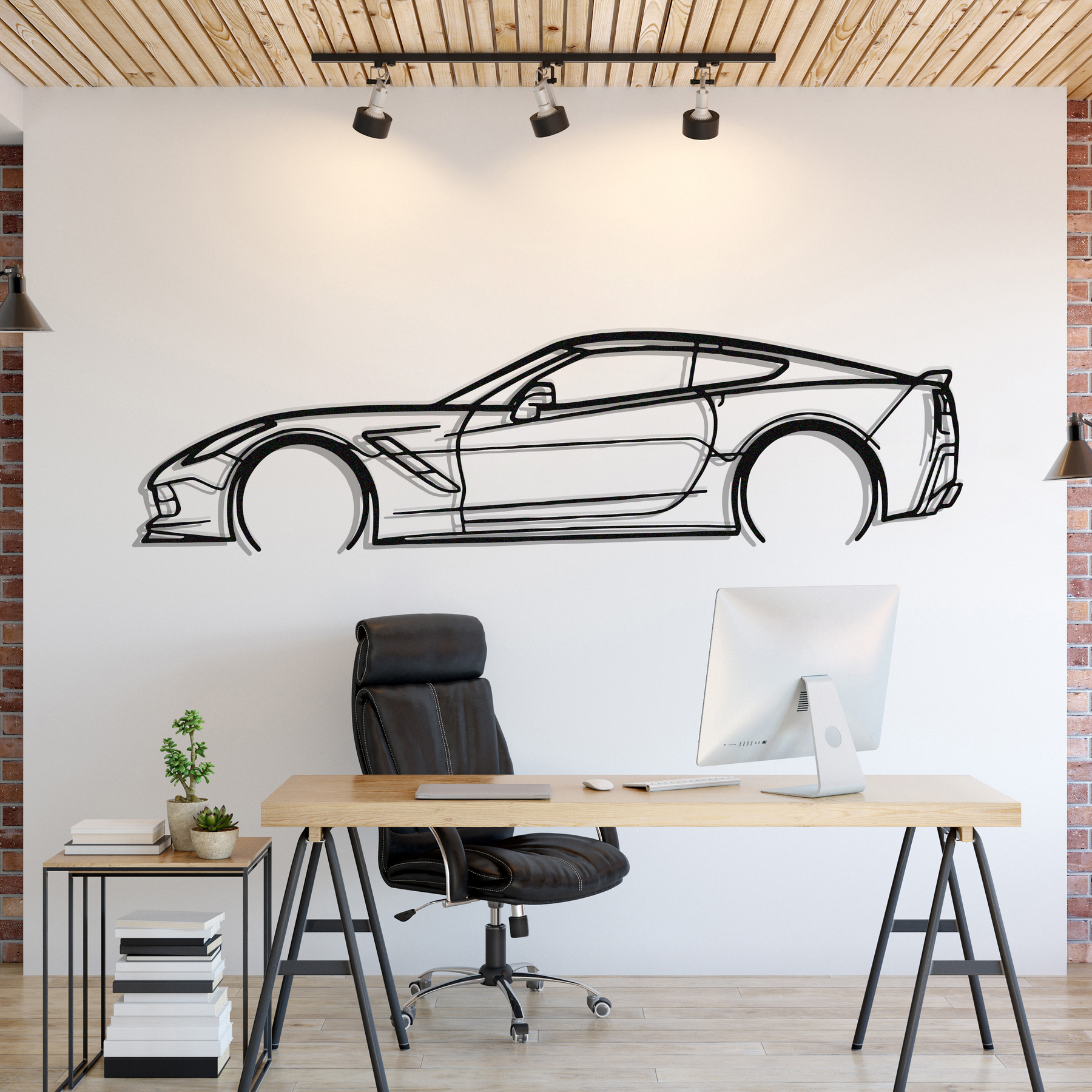 Corvette C7 Detailed Metal Silhouette, Wall Decor, Metal Wall art