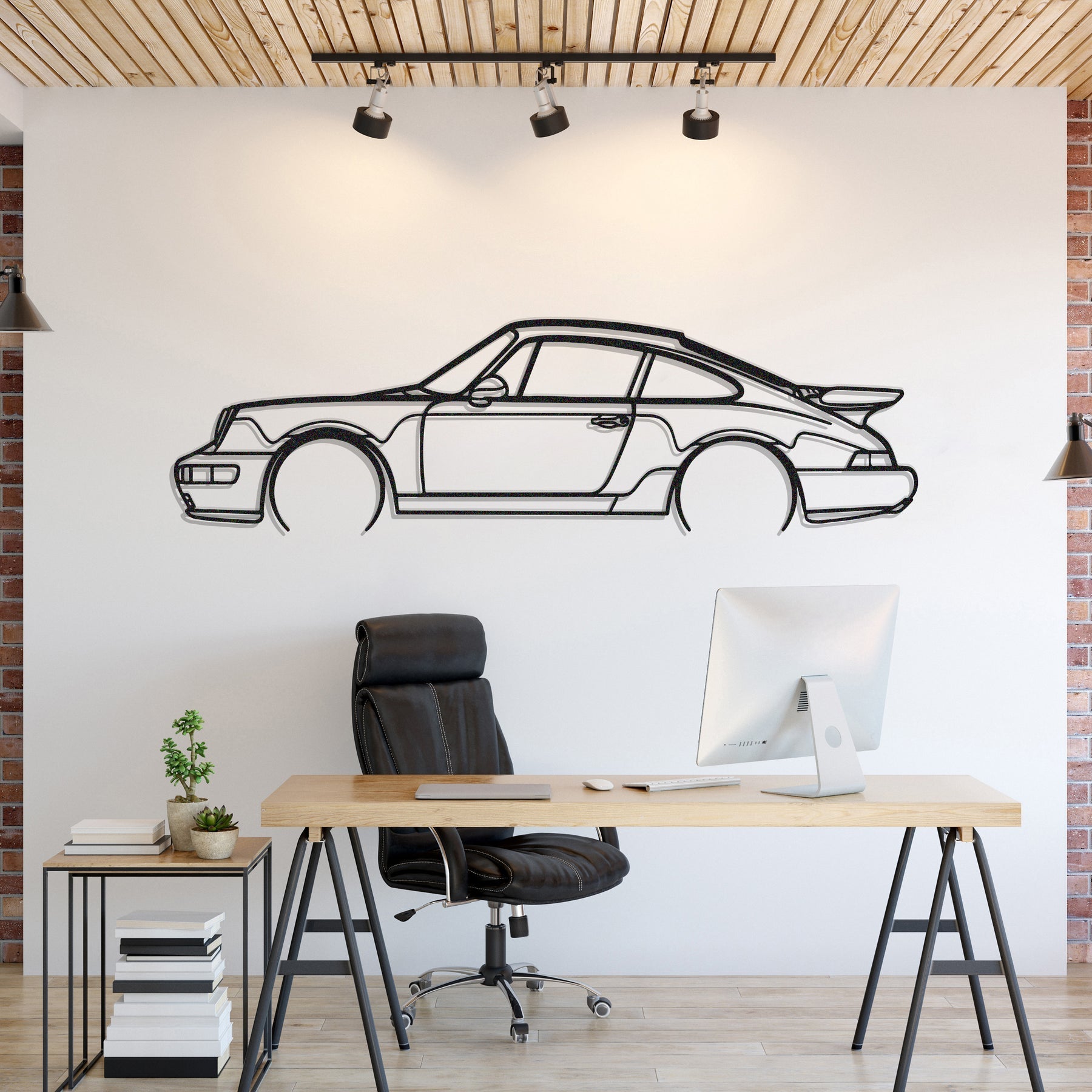 911 Turbo Model 964 Detailed Metal Silhouette, Metal Wall art