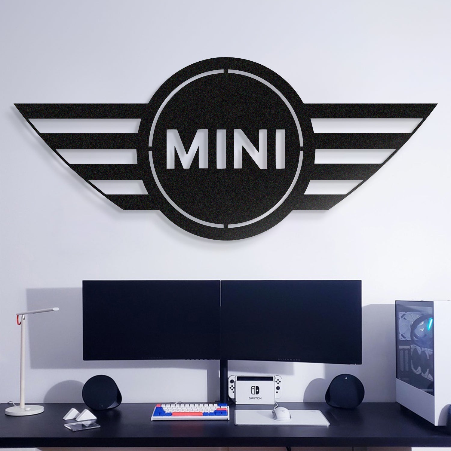 Mini Cooper Metal Car Emblem, Wall Decor, Metal Wall art