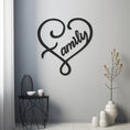 Load image into Gallery viewer, Line Art Metal Wall Decor With Family. Written Inside The Heart
