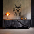 Load image into Gallery viewer, Making Peace Sign Alien Metal Wall Art
