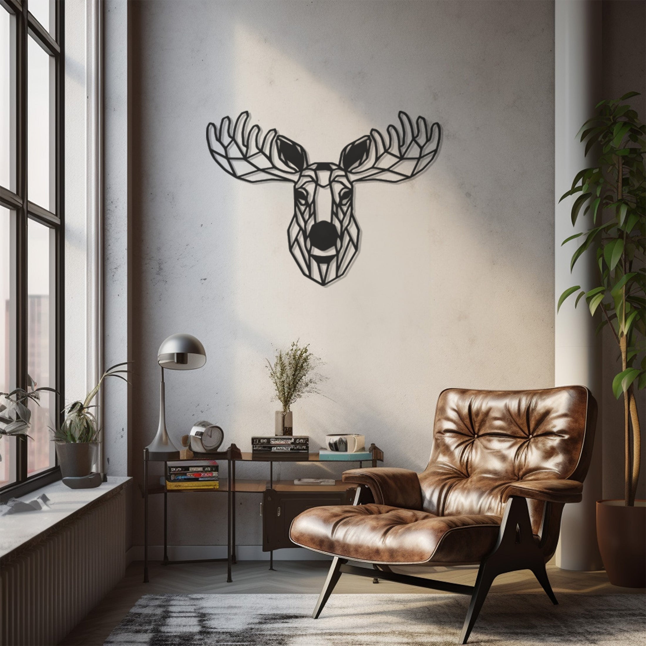 Geometric Deer Metal Wall Decor