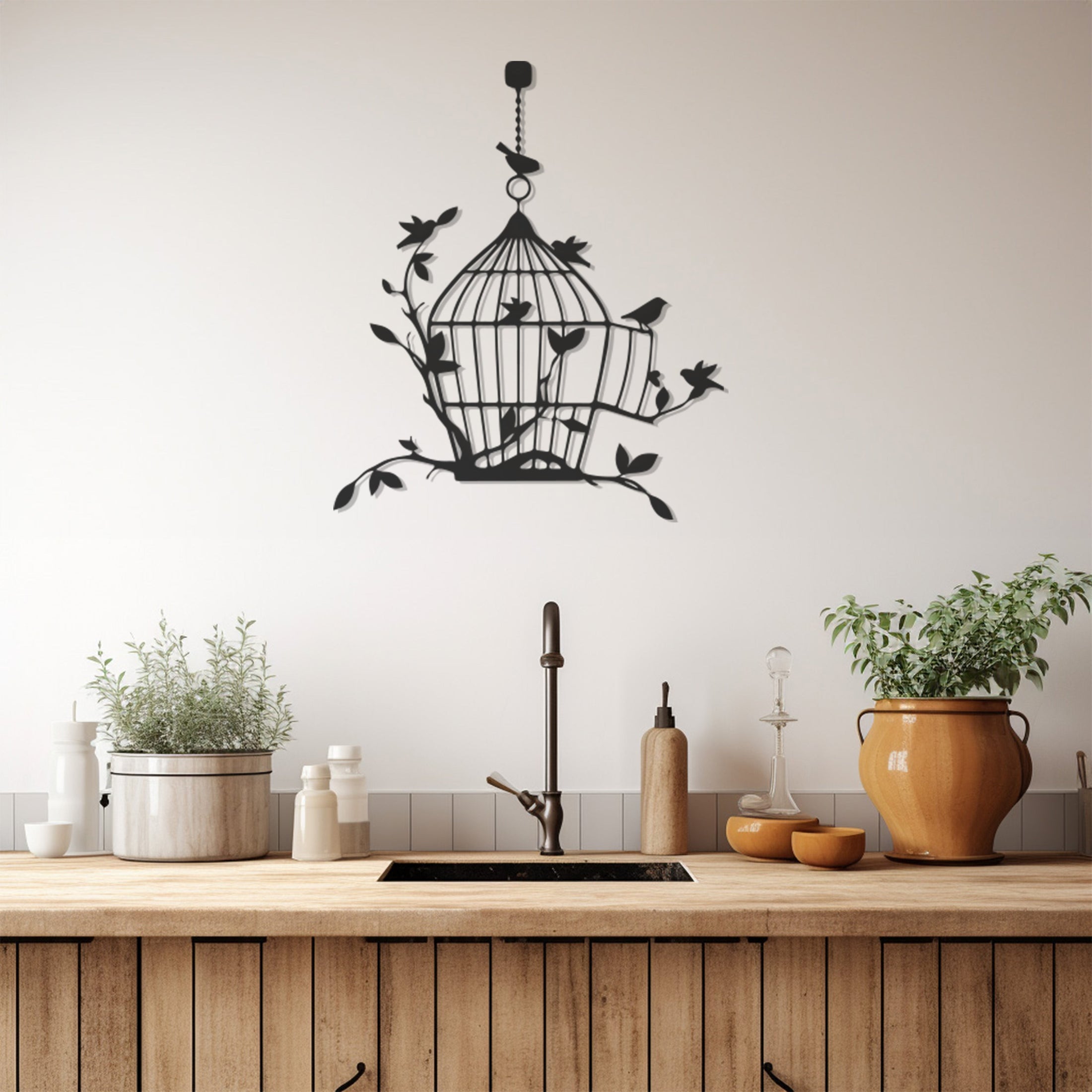 Birdcage,Birds Metal Wall Art