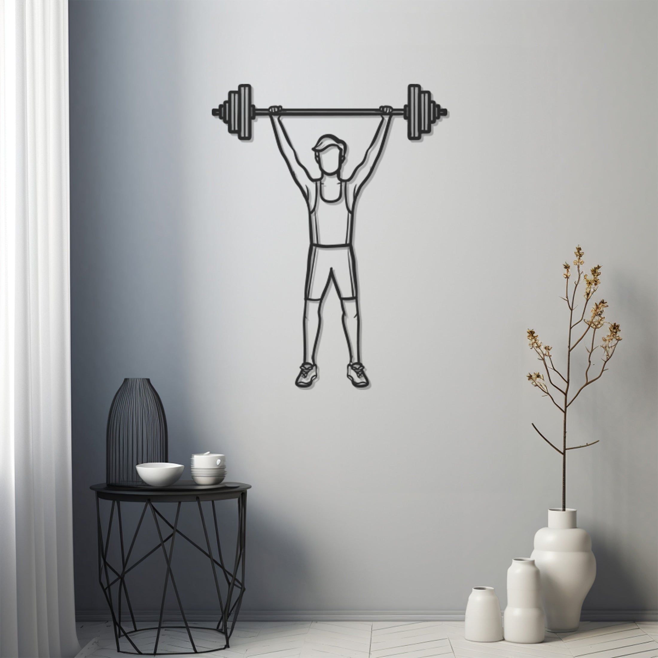 Man Lifting Weights Metal Wall Art