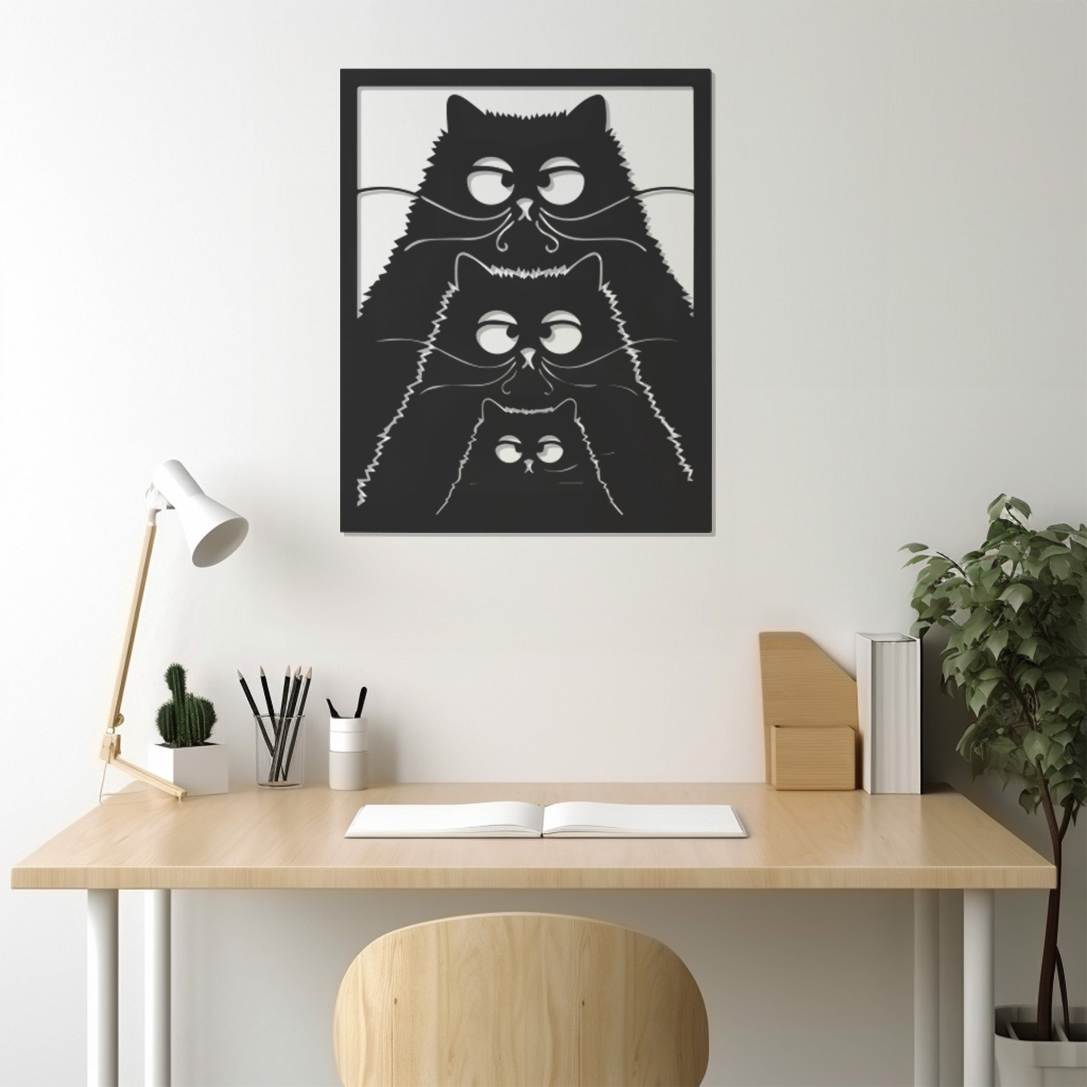 Confused Cat Family Metal Wall Art