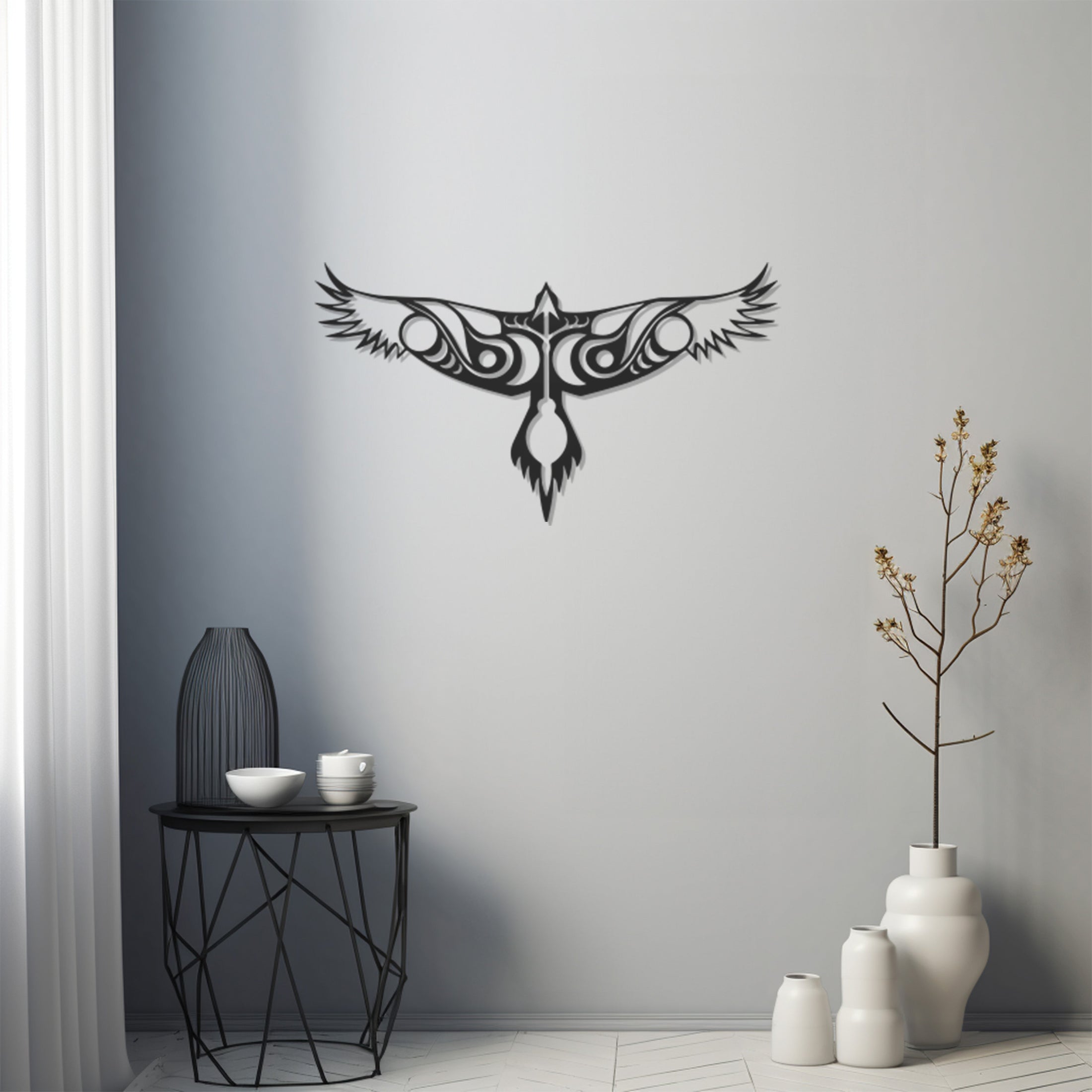 Geometric Phoenix Metal Wall Decor