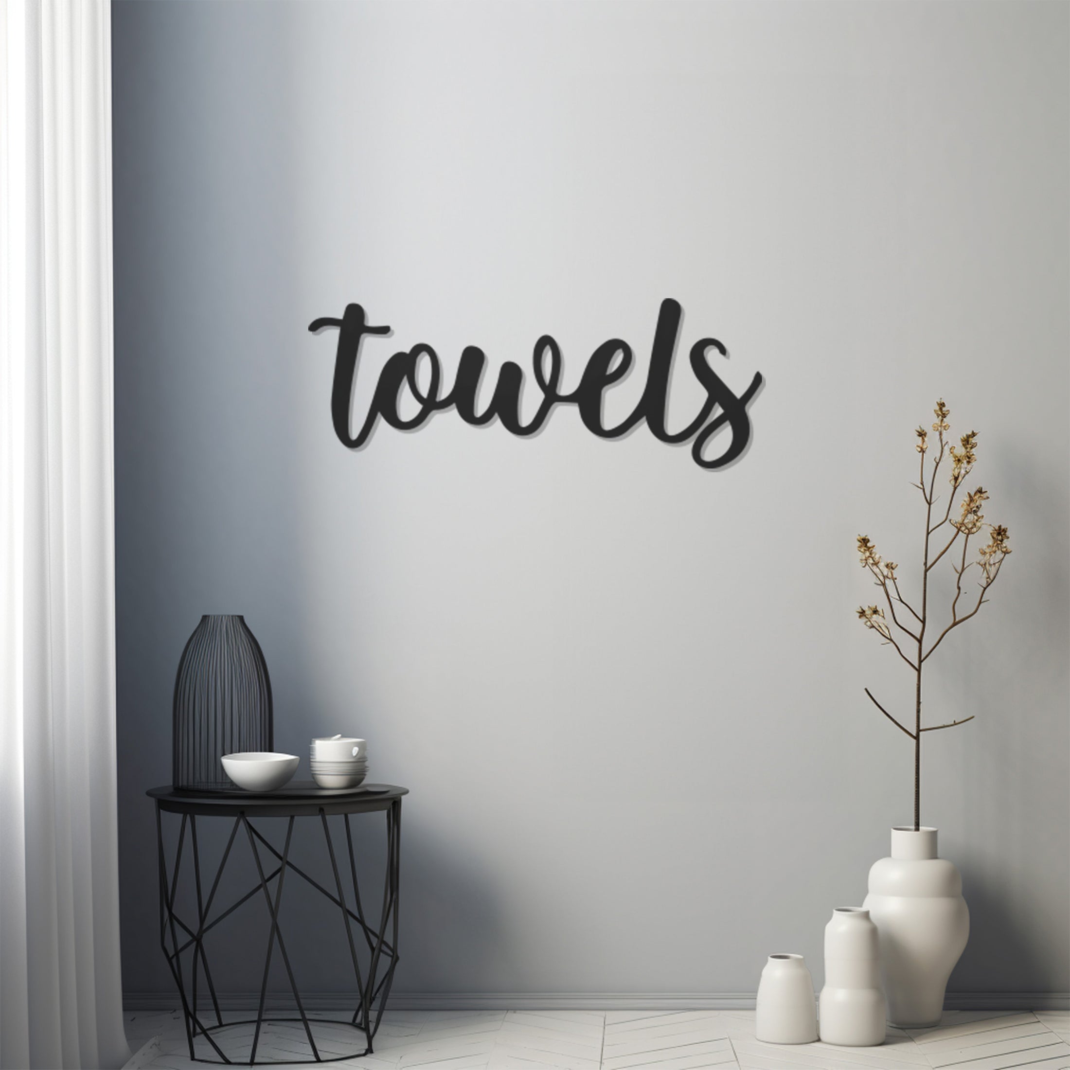 Metal Wall Decor With Towels Lettering