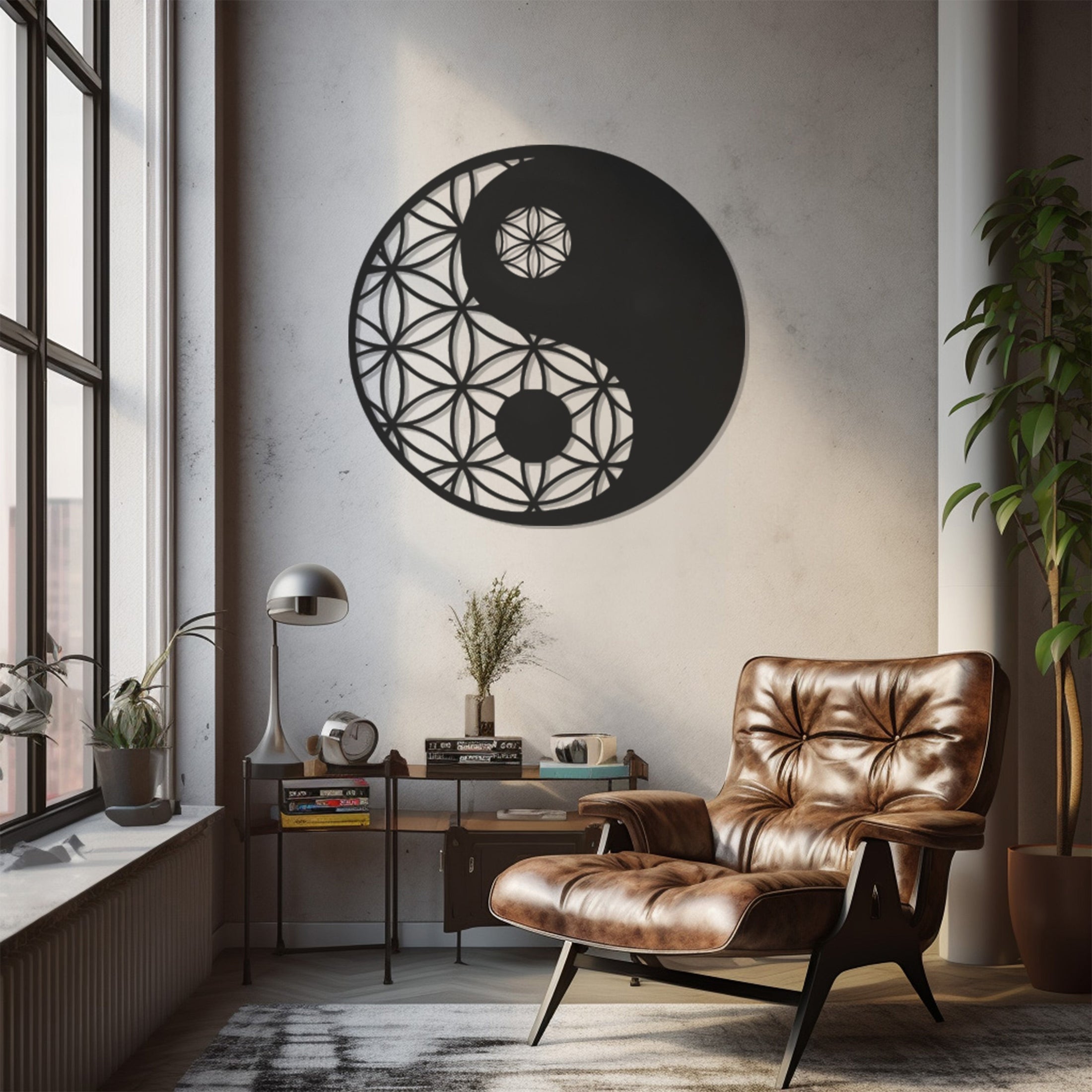 Yinyang Geometric Patterned Metal Wall Decor