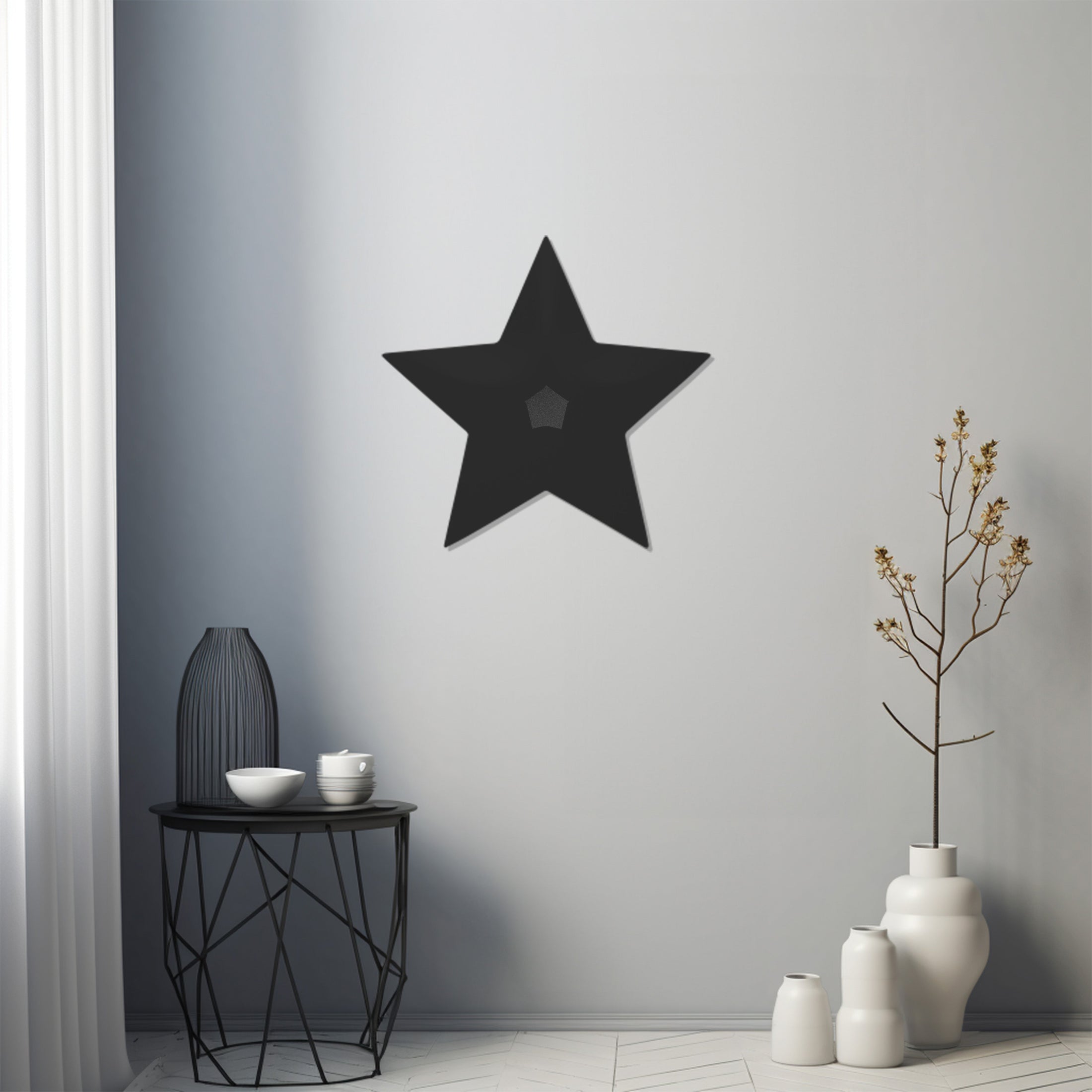 Black Star Shadow In The Middle Metal Wall Art