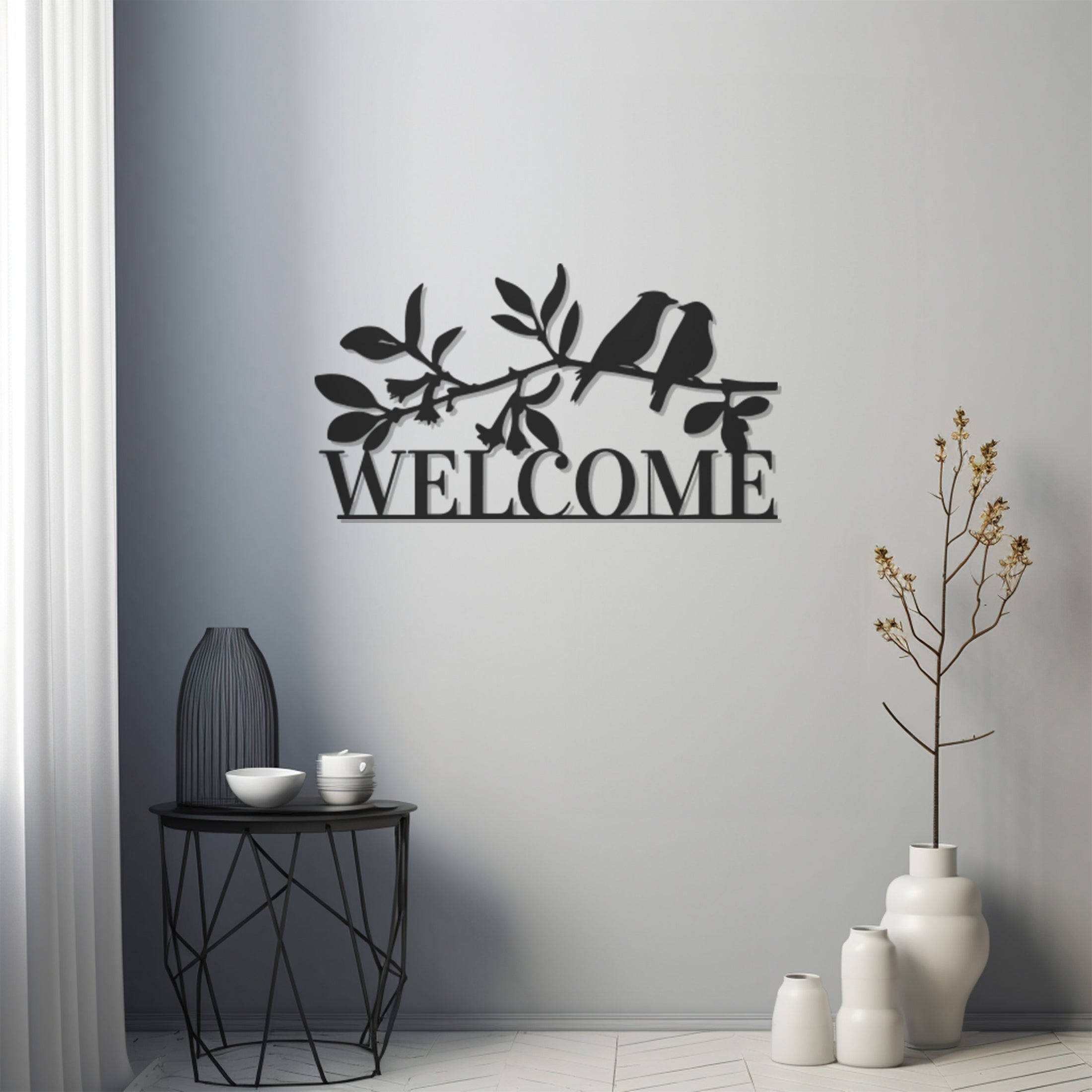 Birds On The Branch Metal Wall Decor In Welcome Post