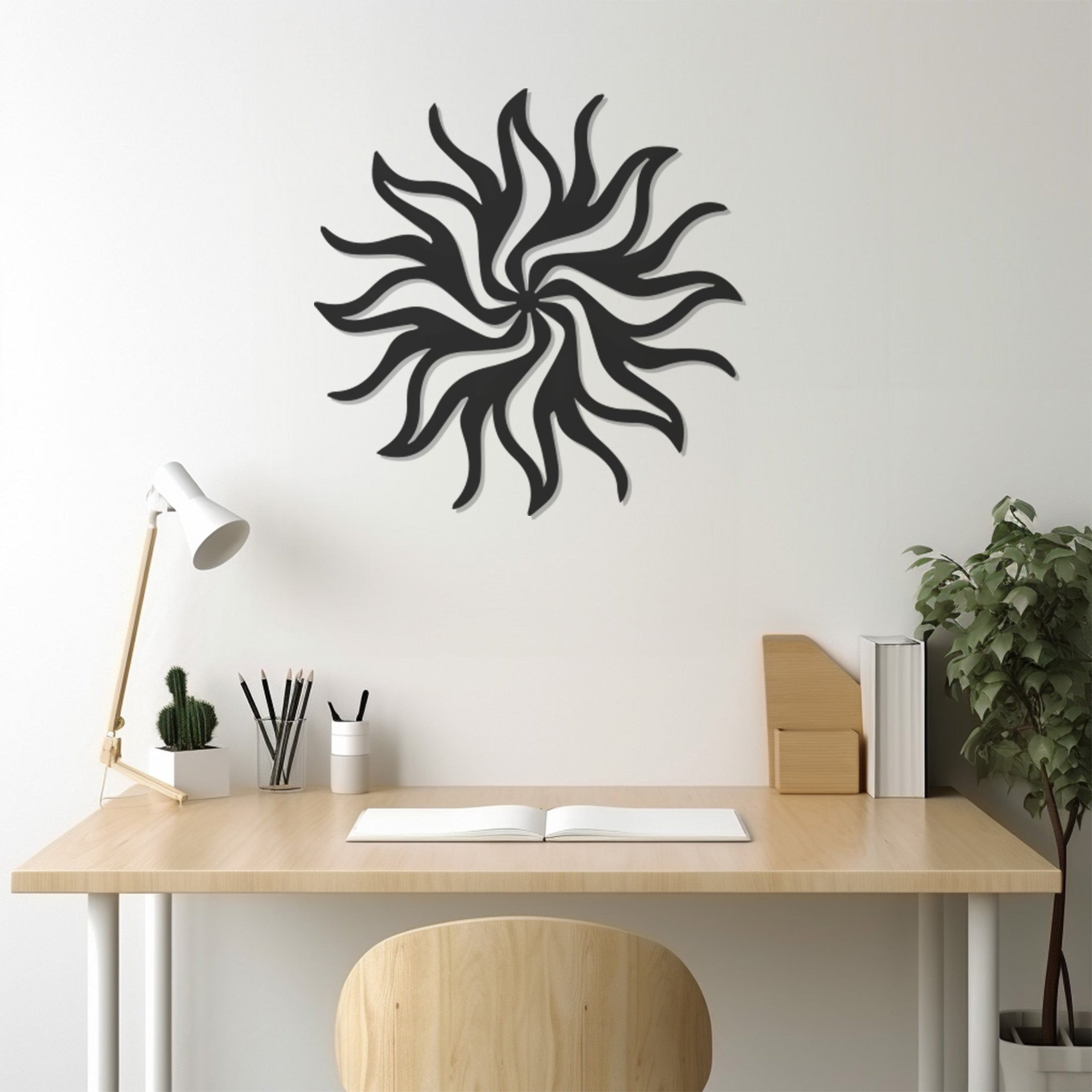 Solar Metal Wall Art Decor With Geometric Pattern