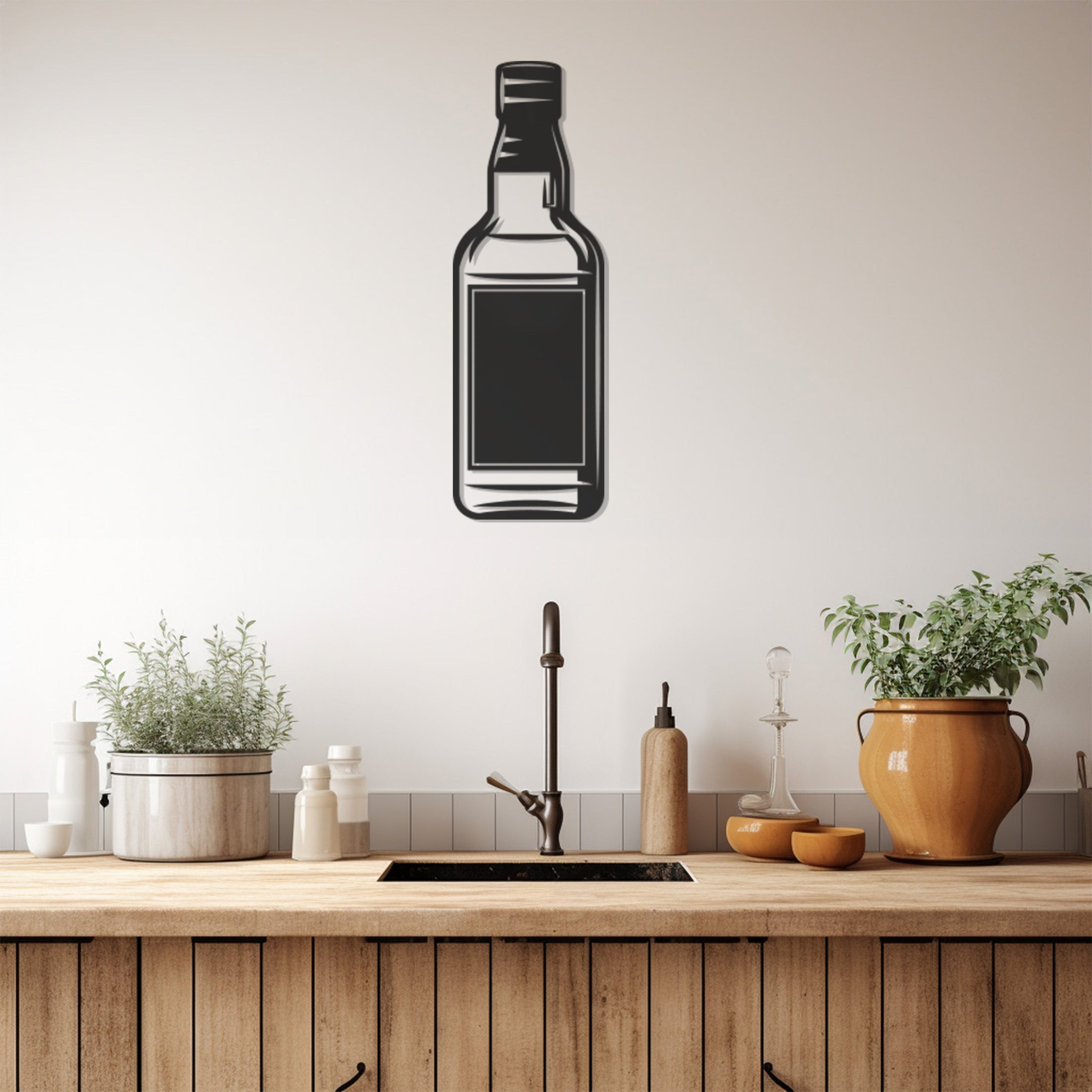 Whiskey Bottle Metal Wall Art, Wall Decor, Metal Wall art