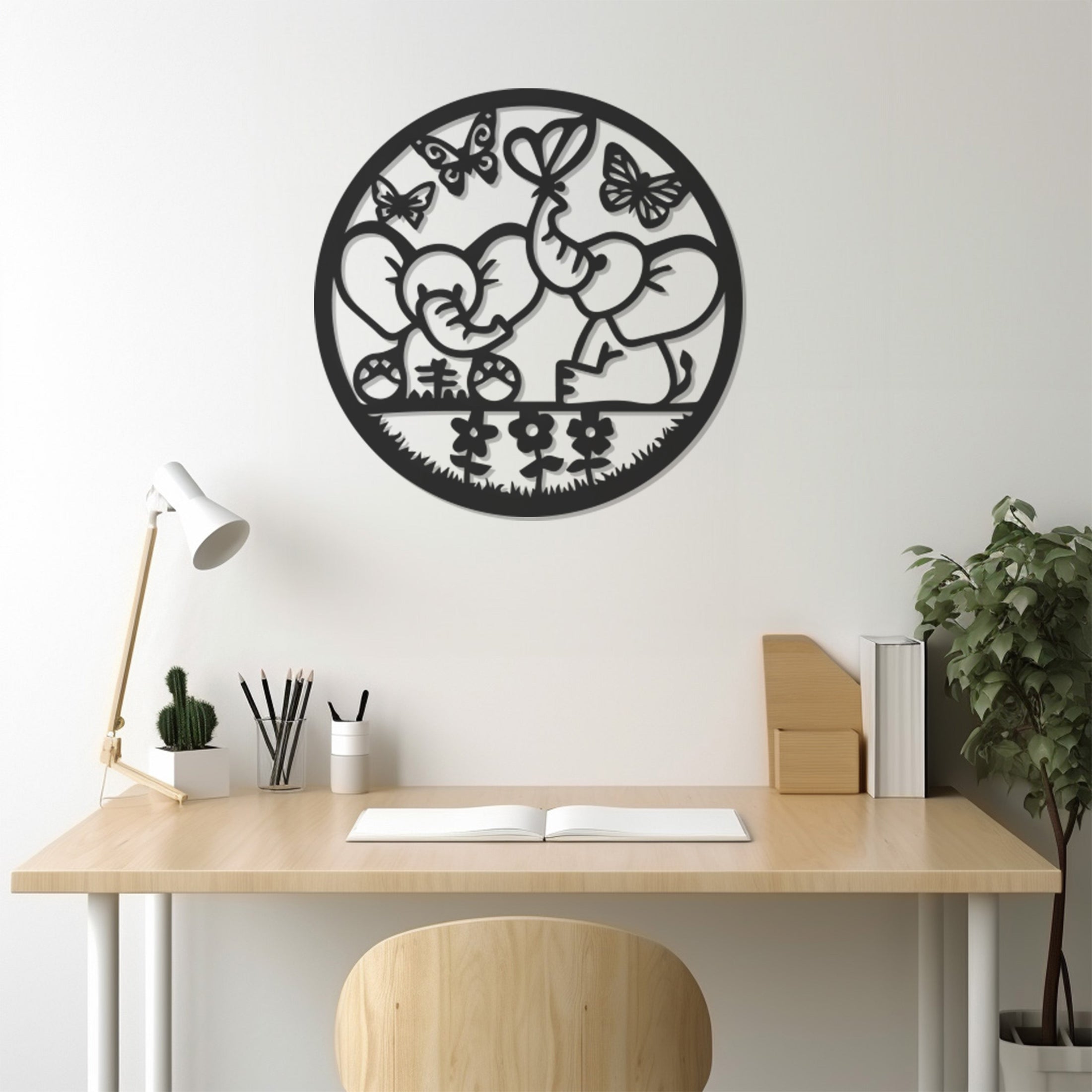 Baby Elephants Metal Wall Art