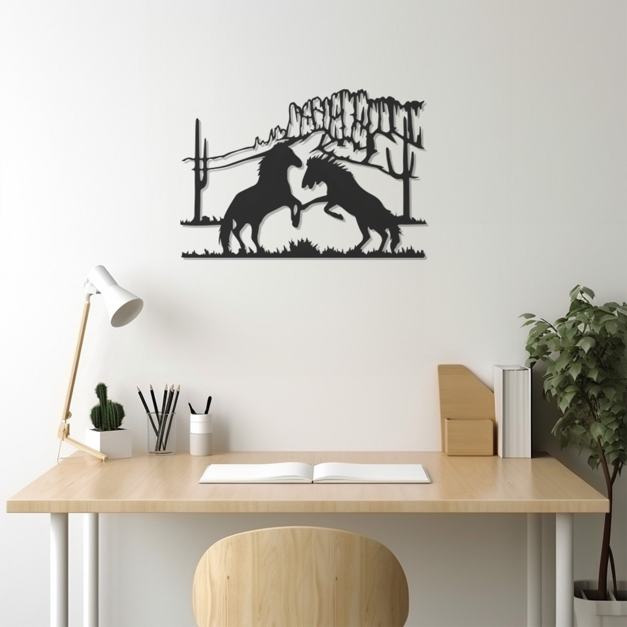 Dance Of Two Horses Metal Wall Art