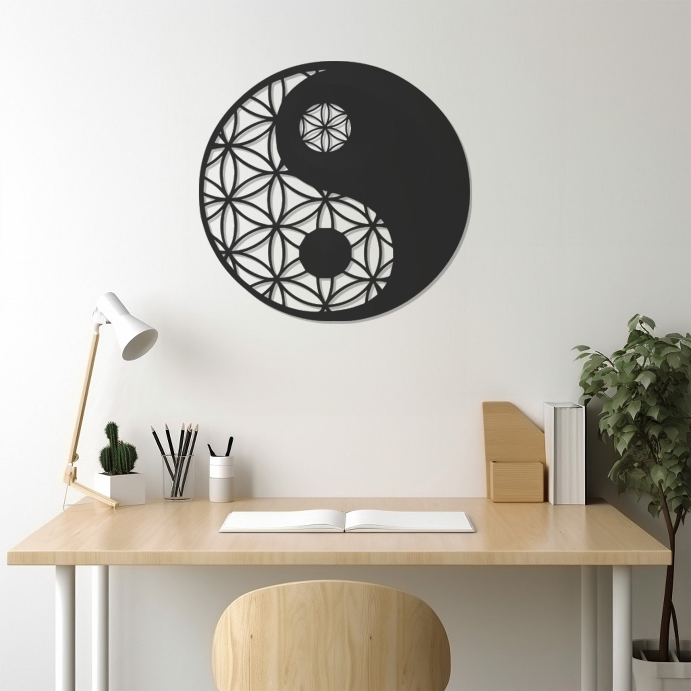 Yinyang Geometric Patterned Metal Wall Decor, Metal Wall art