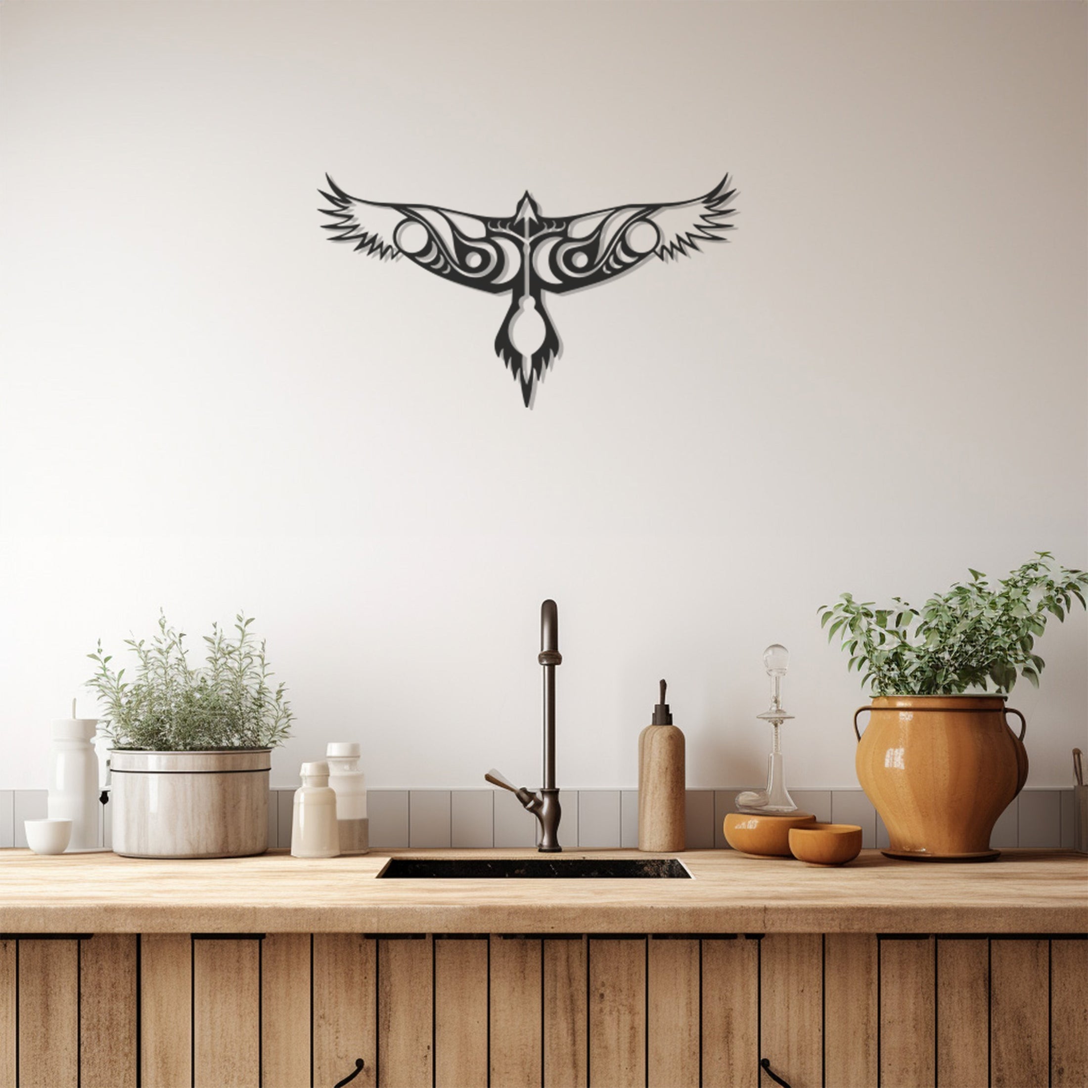 Geometric Phoenix Metal Wall Decor