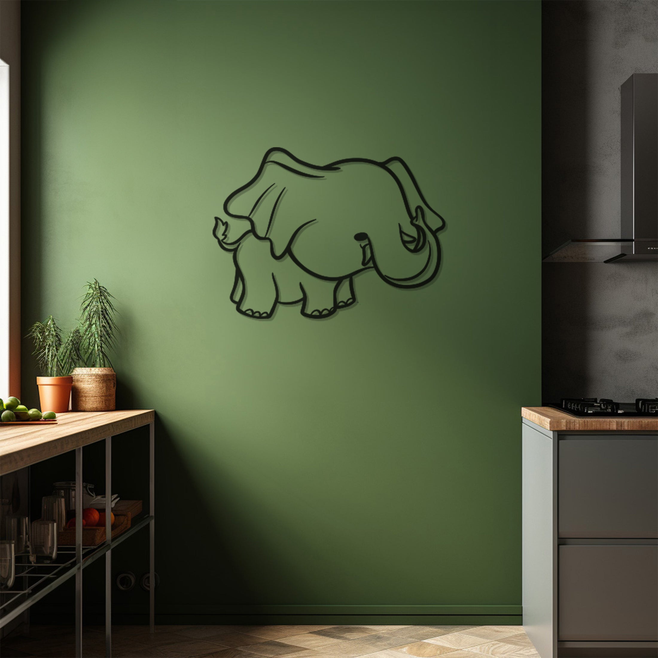 Baby Elephant Object Metal Wall Art