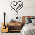 Load image into Gallery viewer, Line Art Metal Wall Decor With Family. Written Inside The Heart
