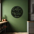 Load image into Gallery viewer, Round Metal Wall Decor With Coffe Wine Bar Lettering, Metal Wall art
