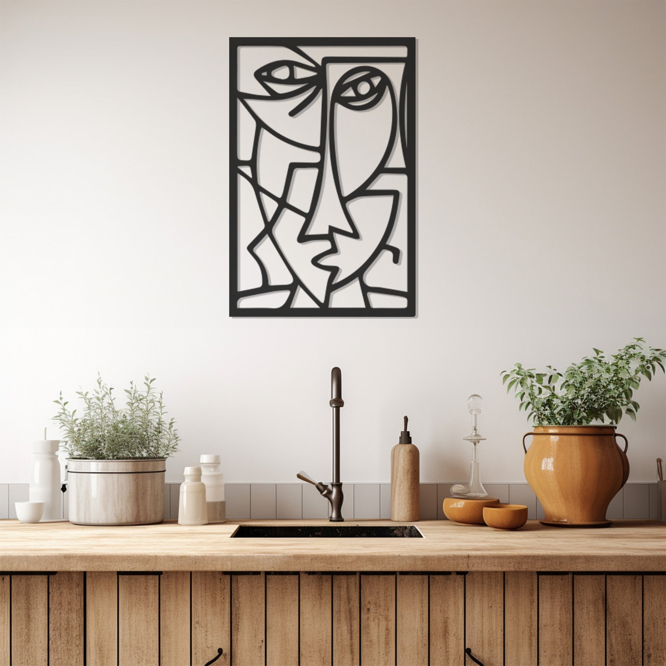 Geometric Face Metal Wall Decor