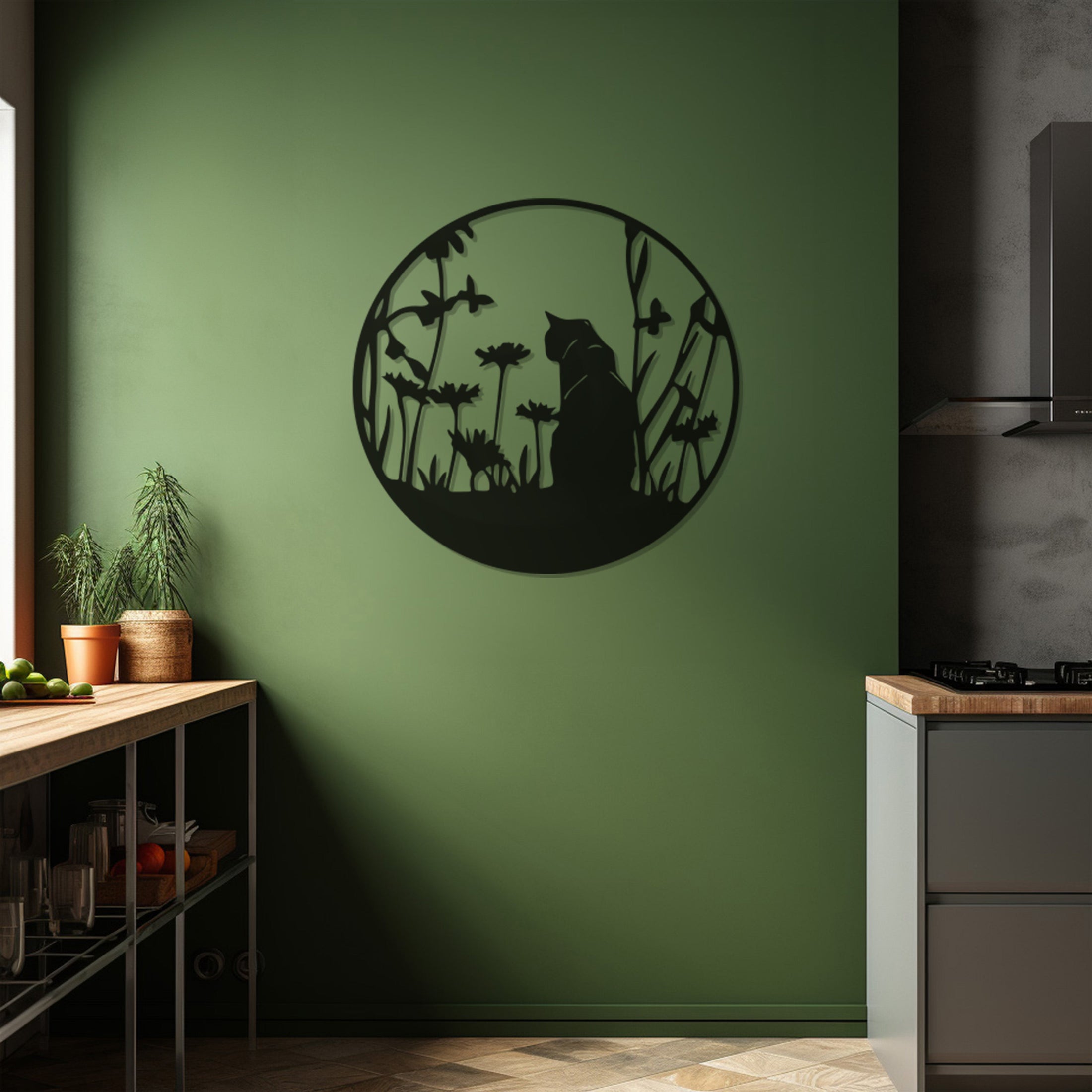 Cat Silhouette Metal Wall Art