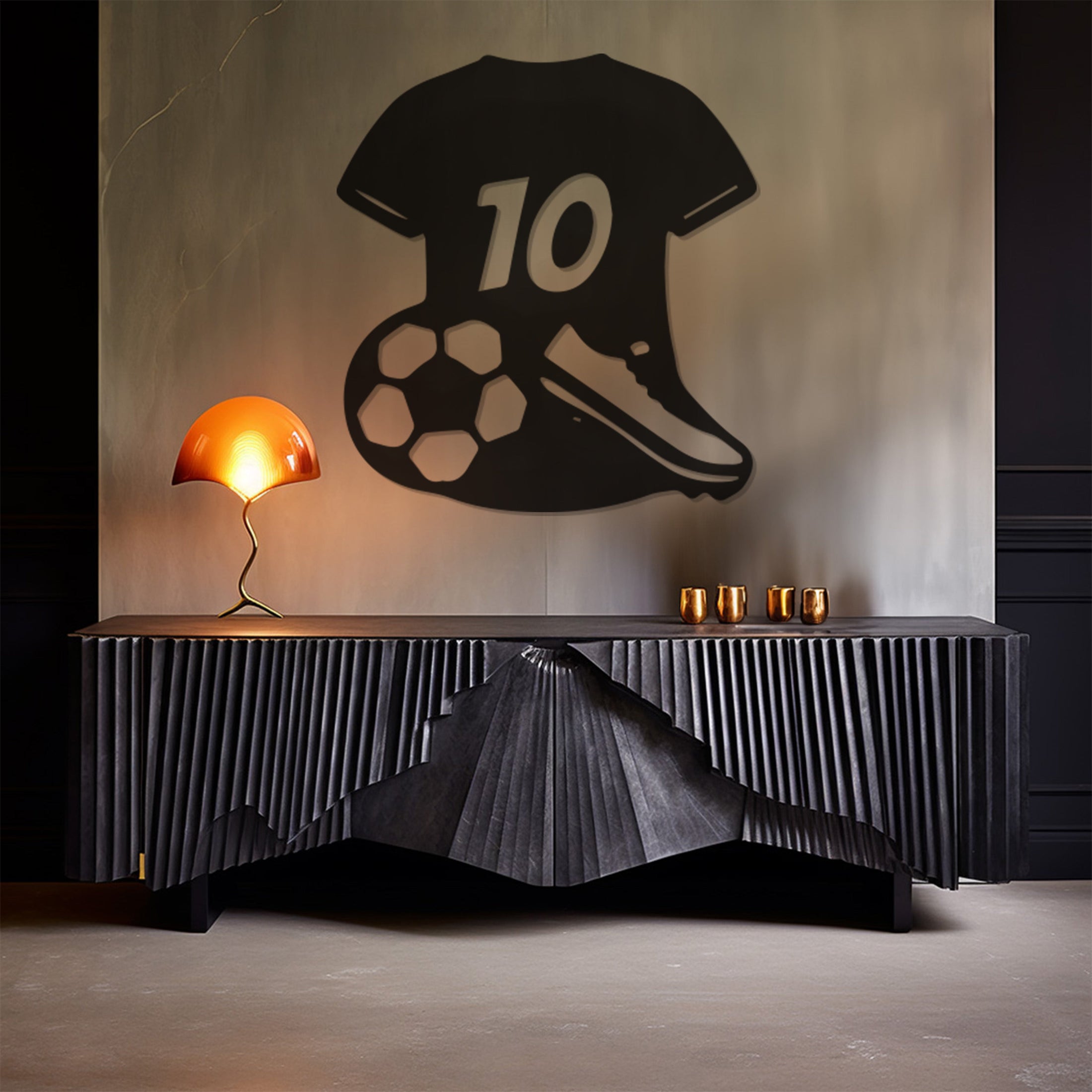 Metal Wall Decor With Messi's Number 10 Jersey, Football Boots And Football