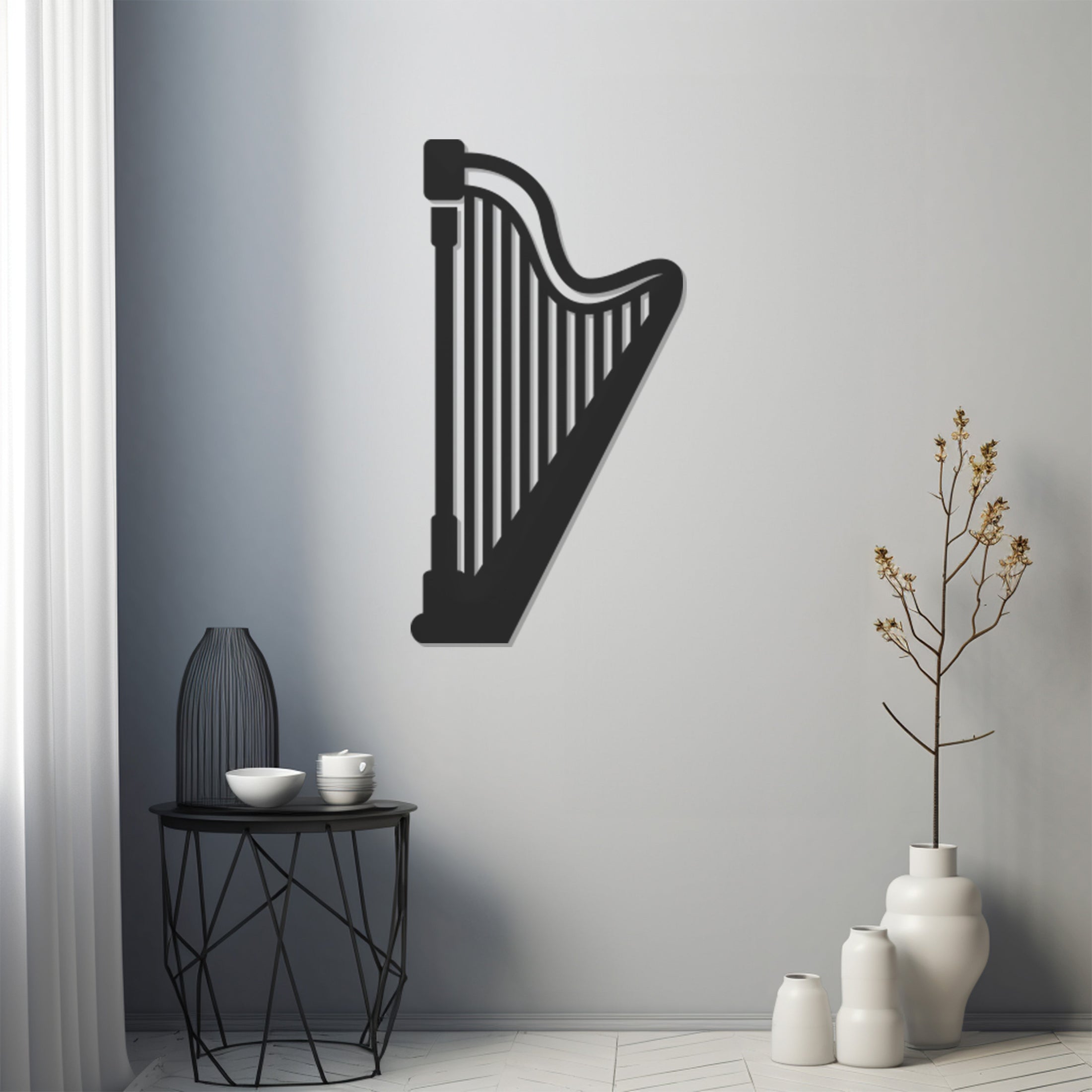 Musical Instrument Zither Metal Wall Art