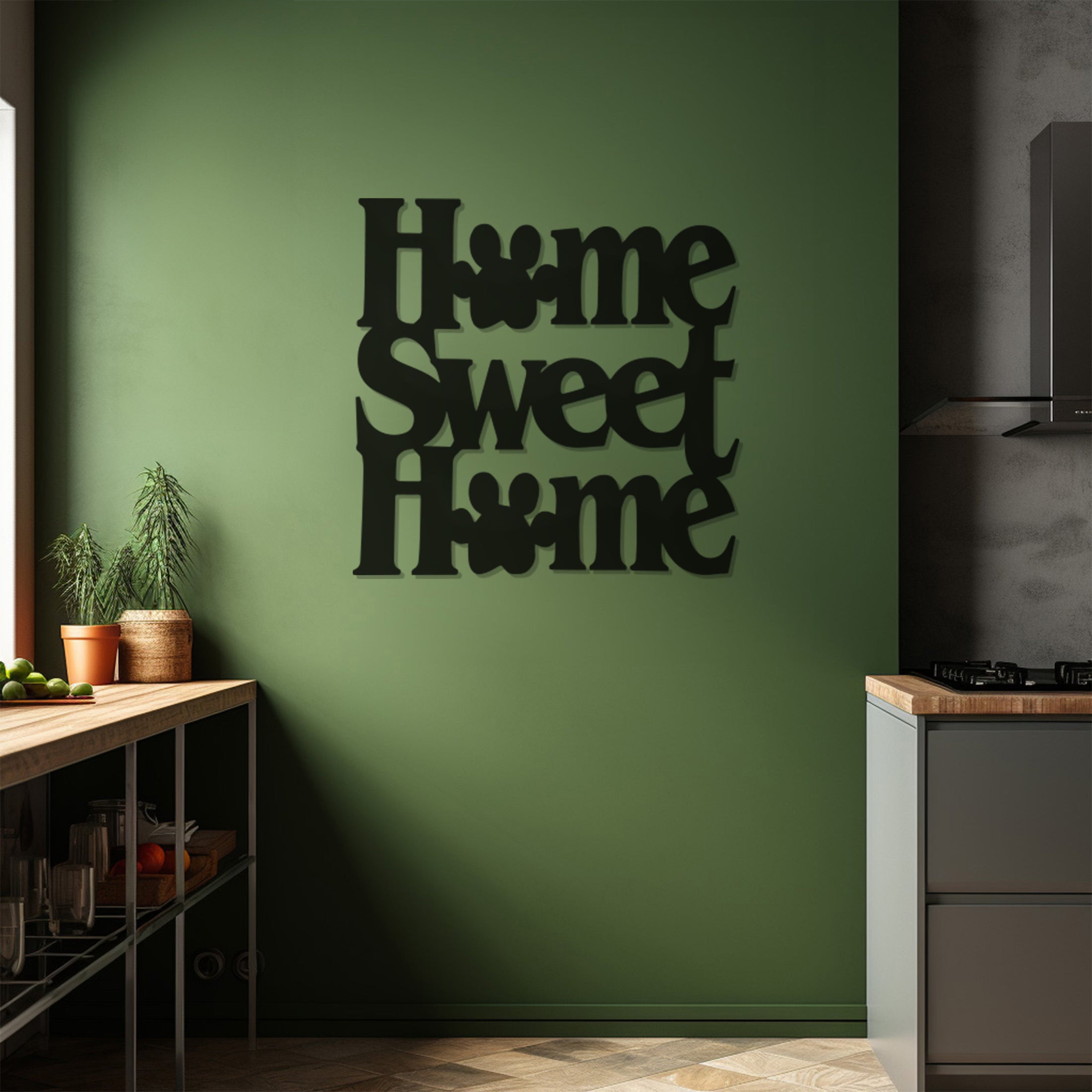 Home Sweet Home Paw Lettering Metal Wall Decor