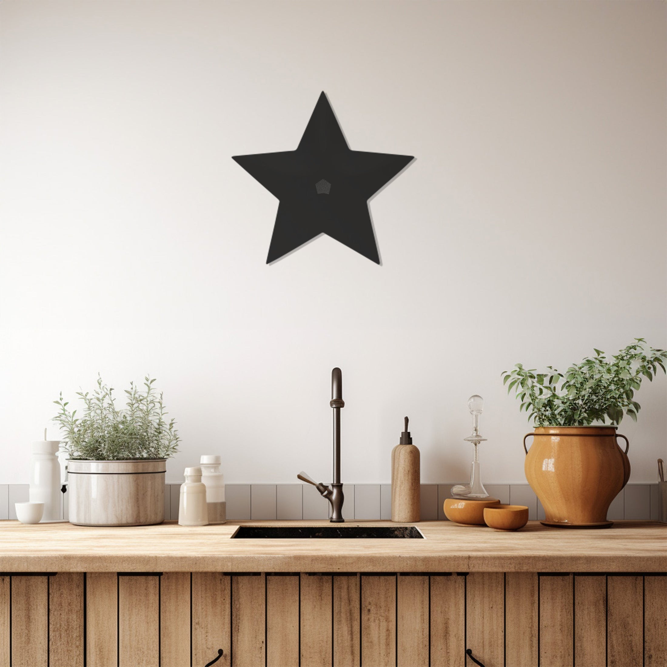 Black Star Shadow In The Middle Metal Wall Art, Metal Wall art