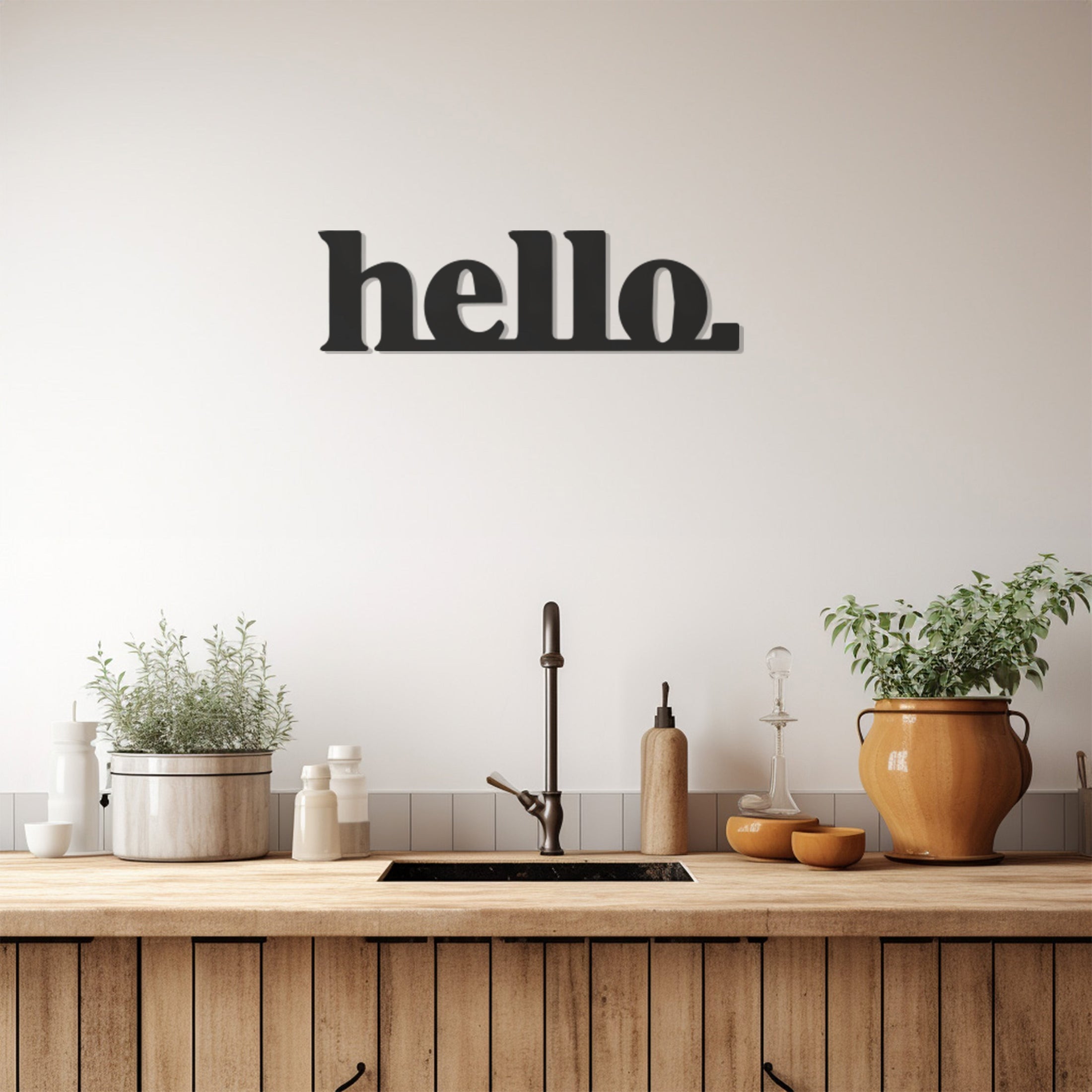 Metal Wall Decor With Hello Lettering