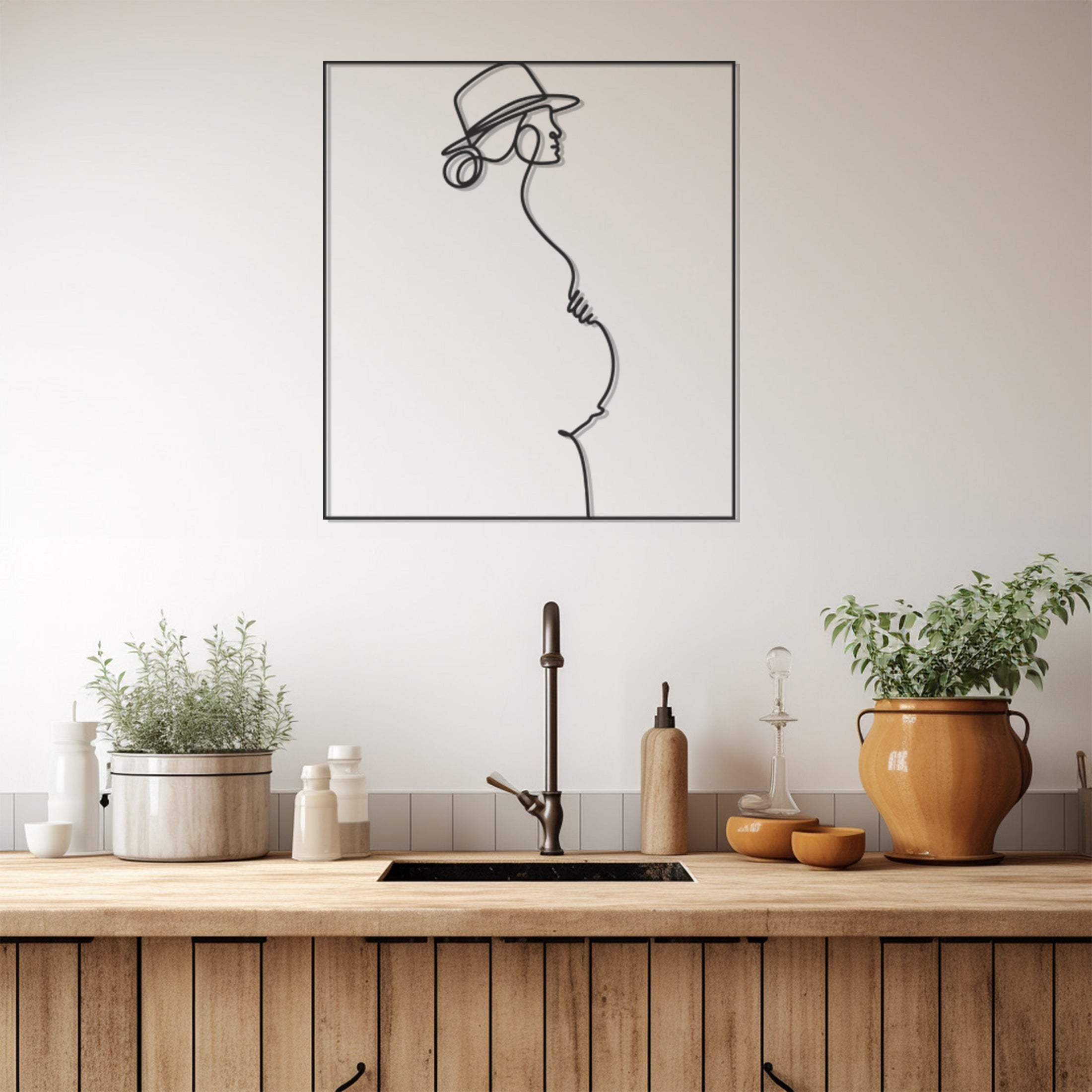 Pregnant Mother Silhouette Metal Wall Art Lime Art Technique