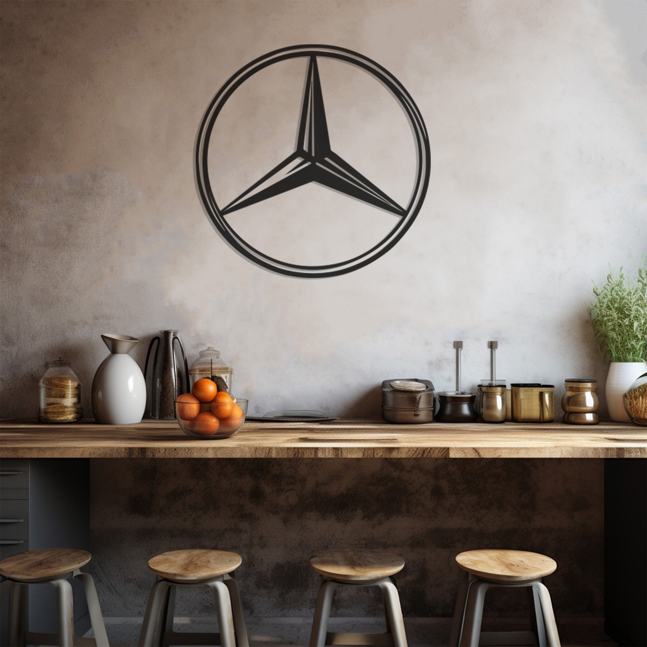 Mercedes Logo Metal Wall Art Decor