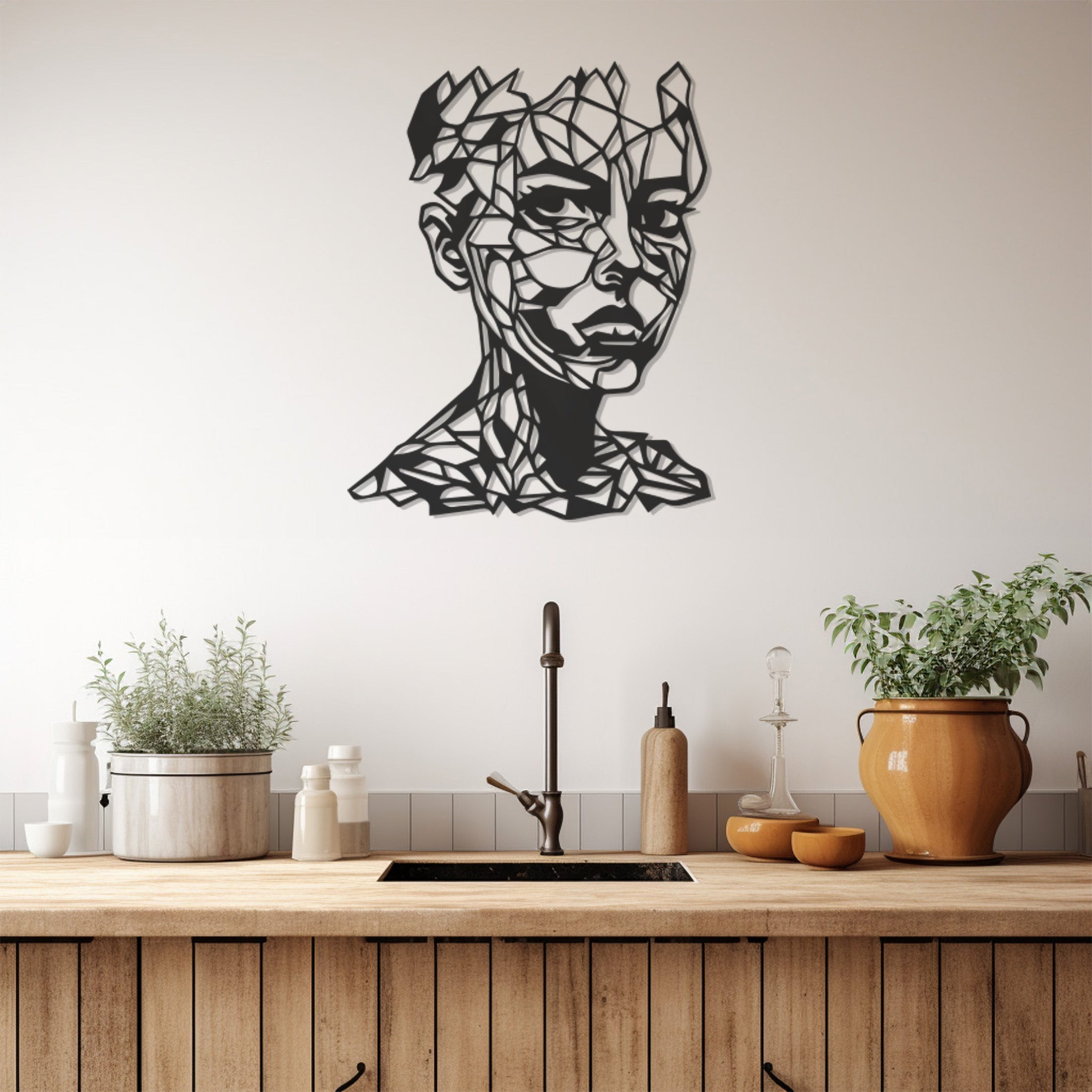 Portrait Of Minimalist Woman Metal Wall Art