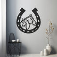 Load image into Gallery viewer, Silhouette Of Two Horses In Horseshoe Metal Wall Decor
