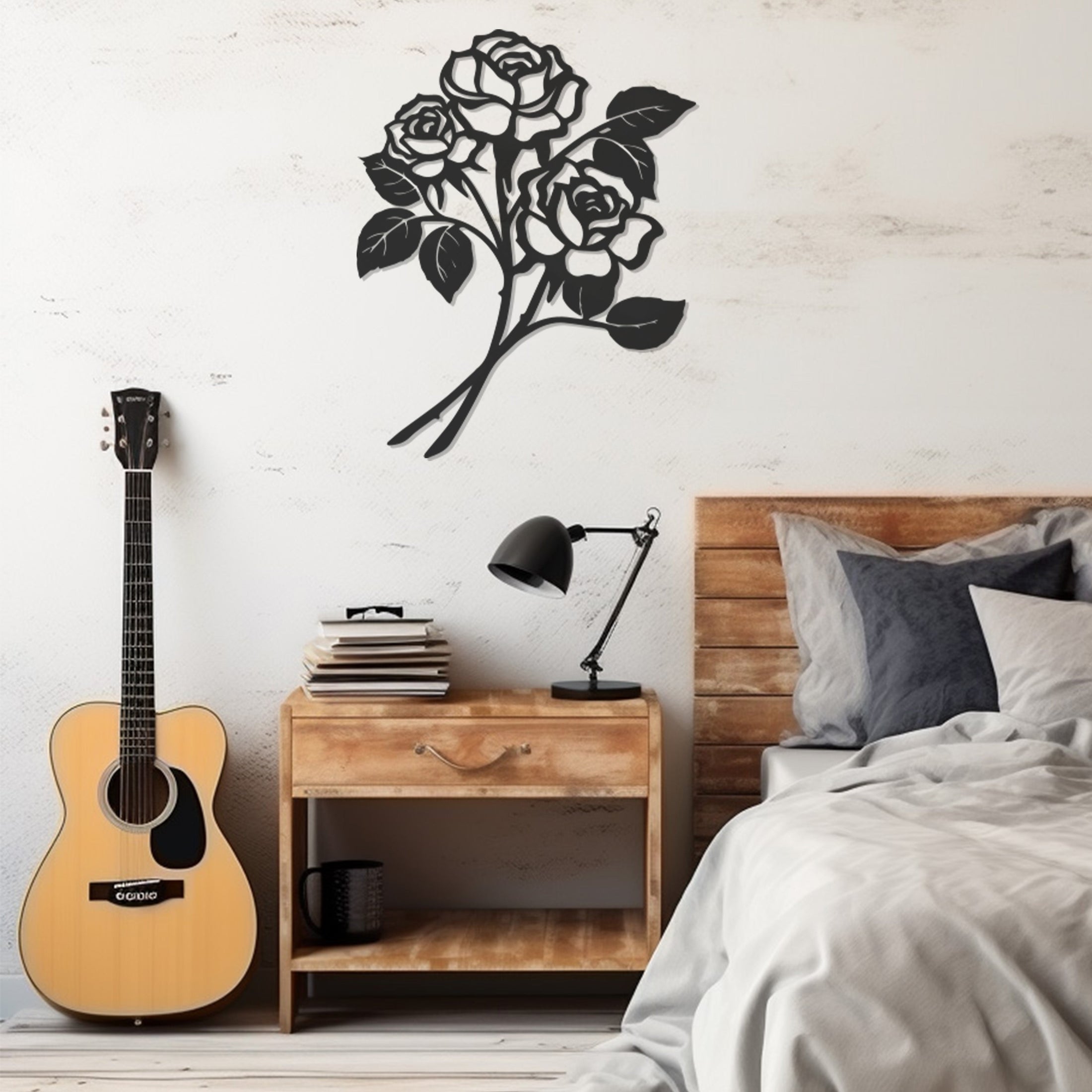 Roses Line Art Metal Wall Art