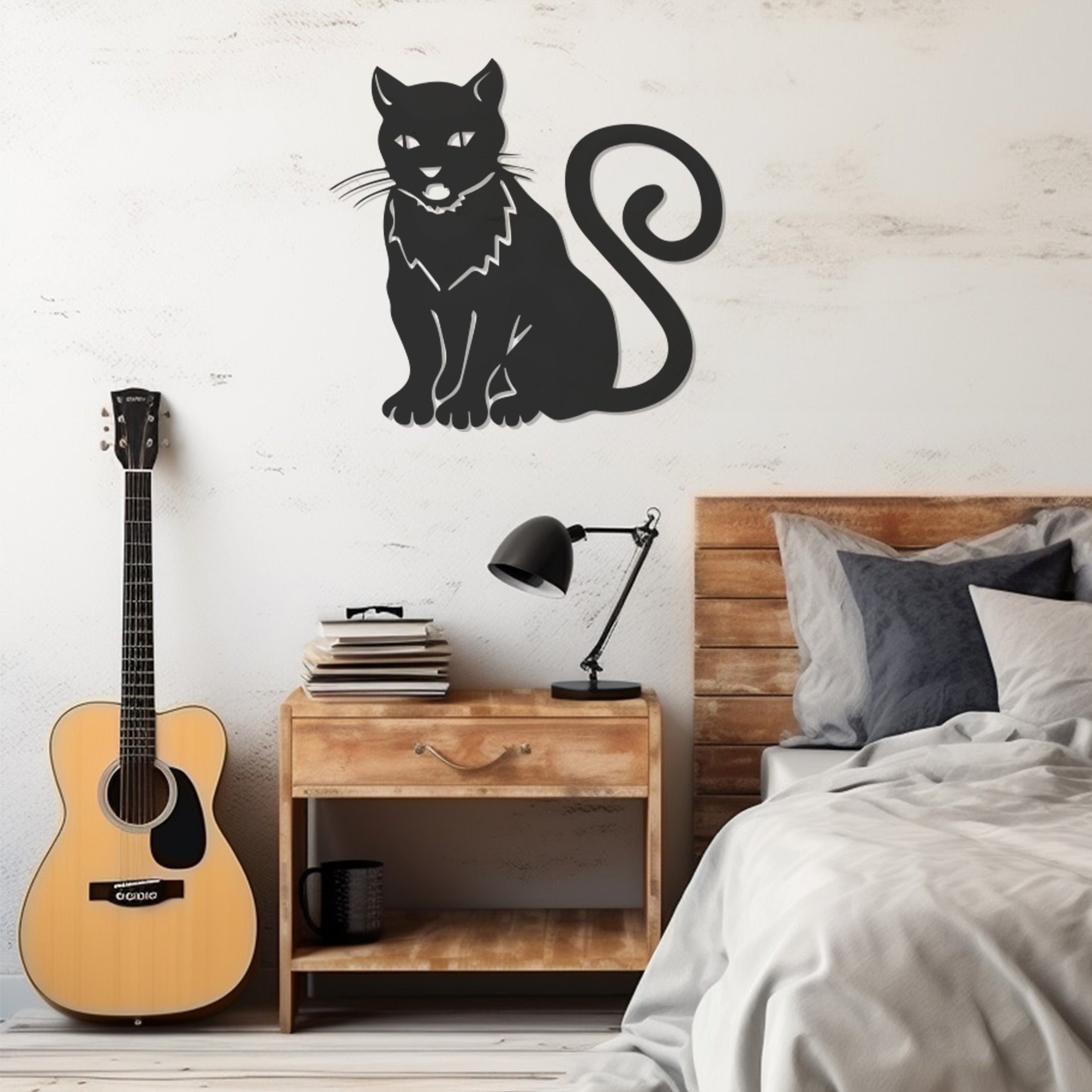 Black Cat Metal Wall Decor, Wall Decor, Metal Wall art