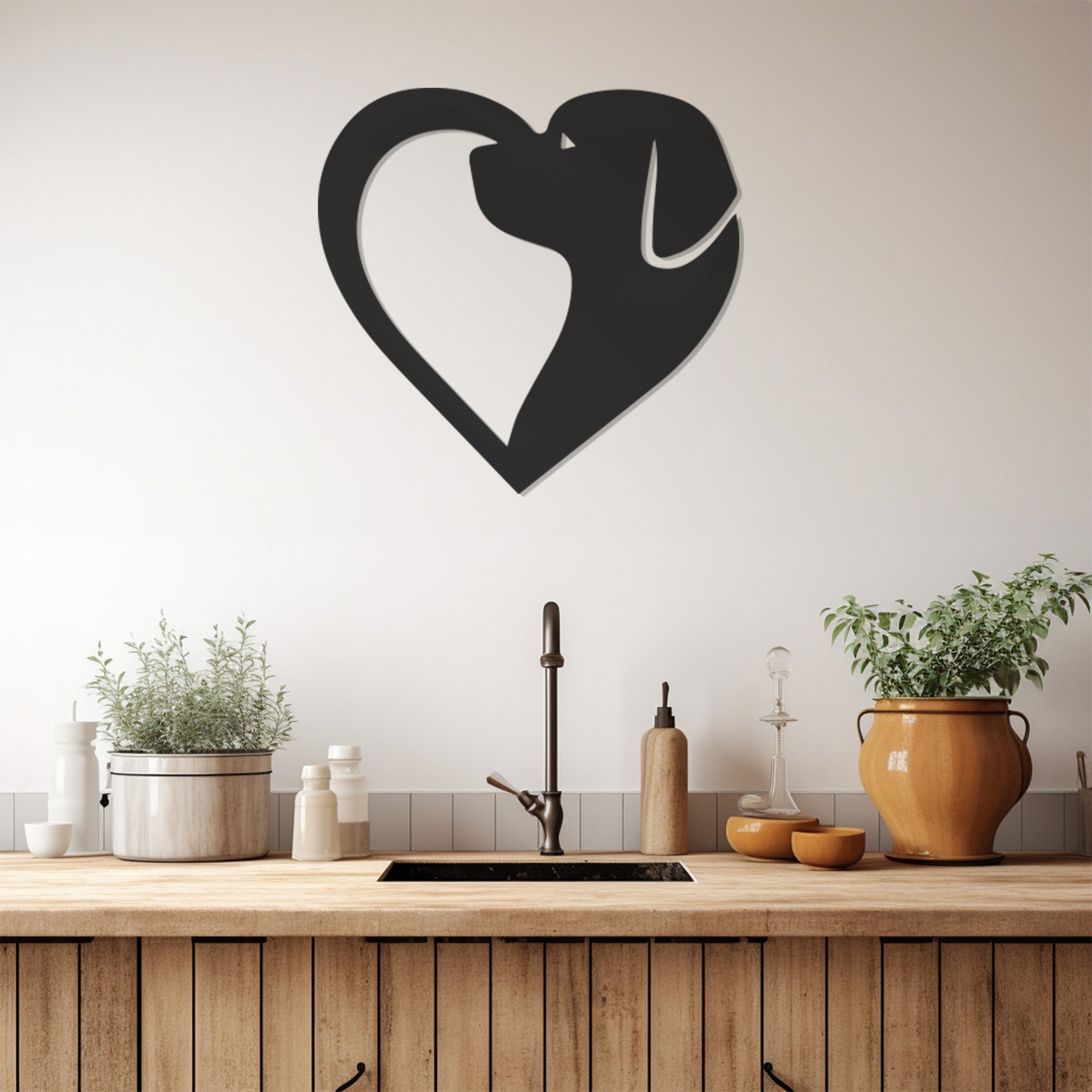 Wall Decor With Heart Silhouette Combining Heart And Dog