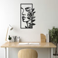 Load image into Gallery viewer, Silhouette Of Woman With Flower On Face Line Art Metal Wall Art
