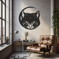 Load image into Gallery viewer, Silhouette Of The Cat'S Head Over The Crescent Metal Wall Art
