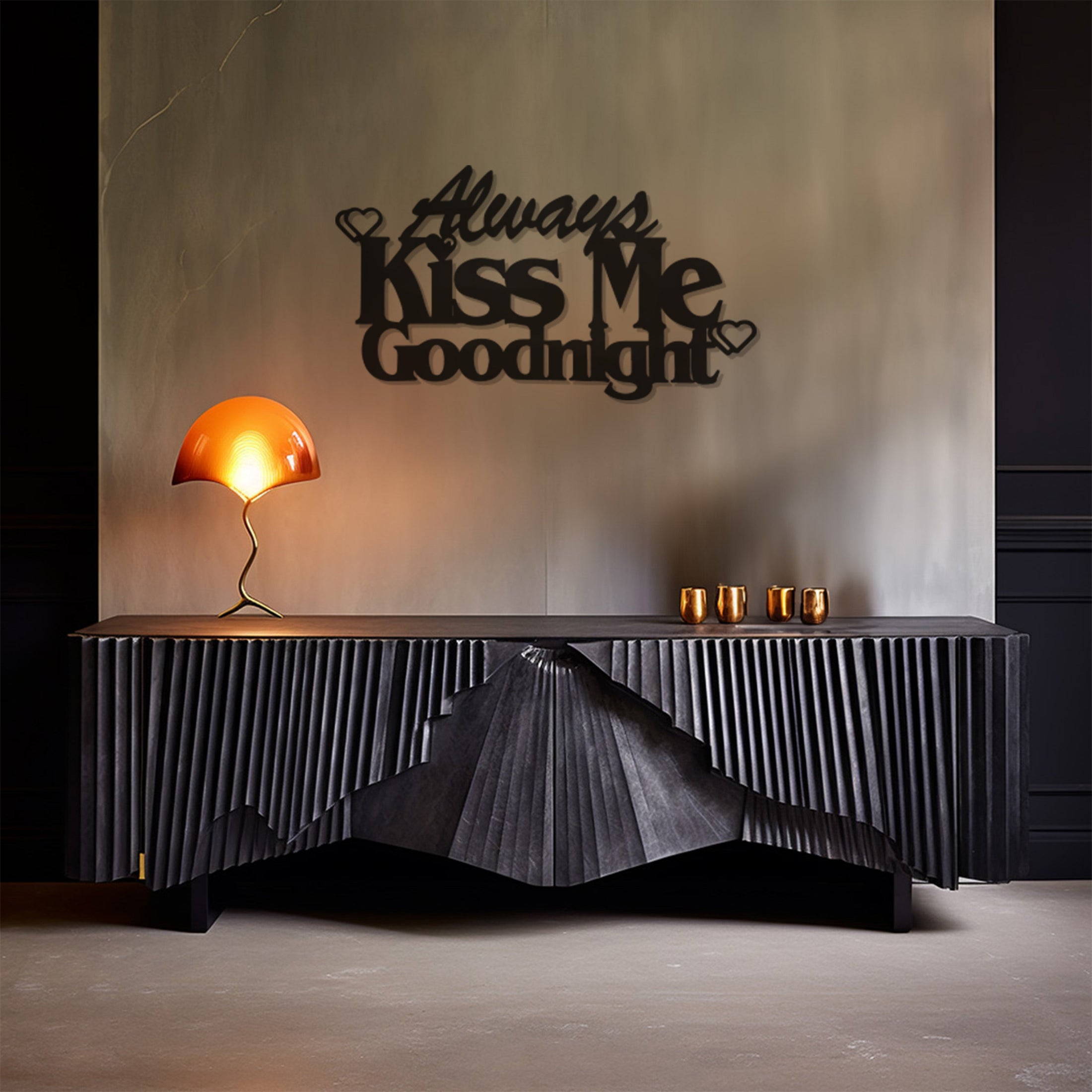 Always Kiss Me Goodnight Lettering Metal Wall Decor